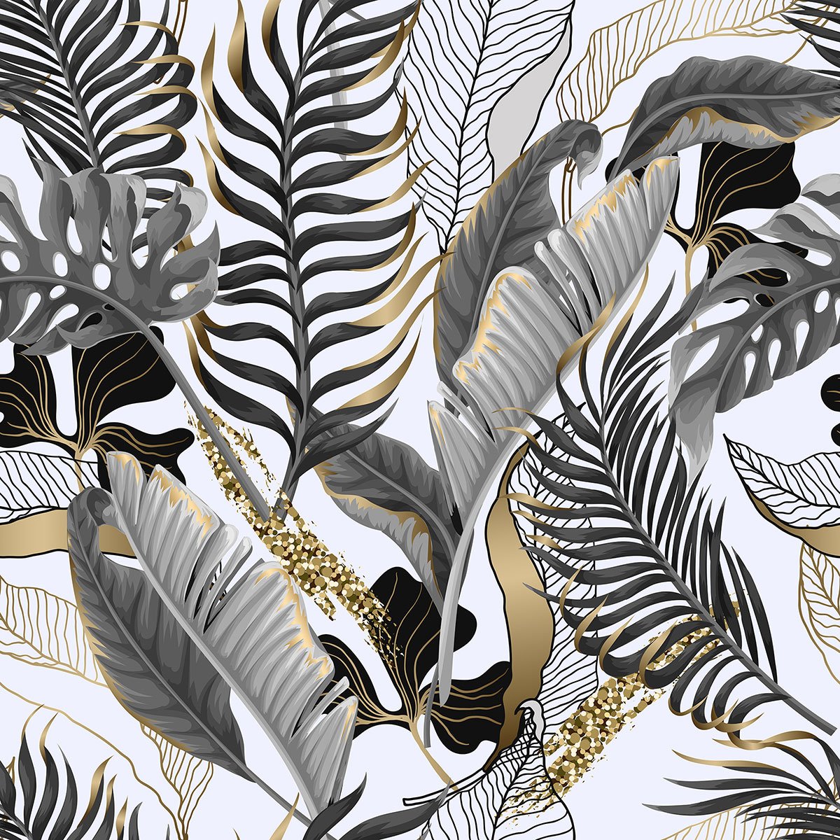 Papier peint panoramique - Feuilles tropicales