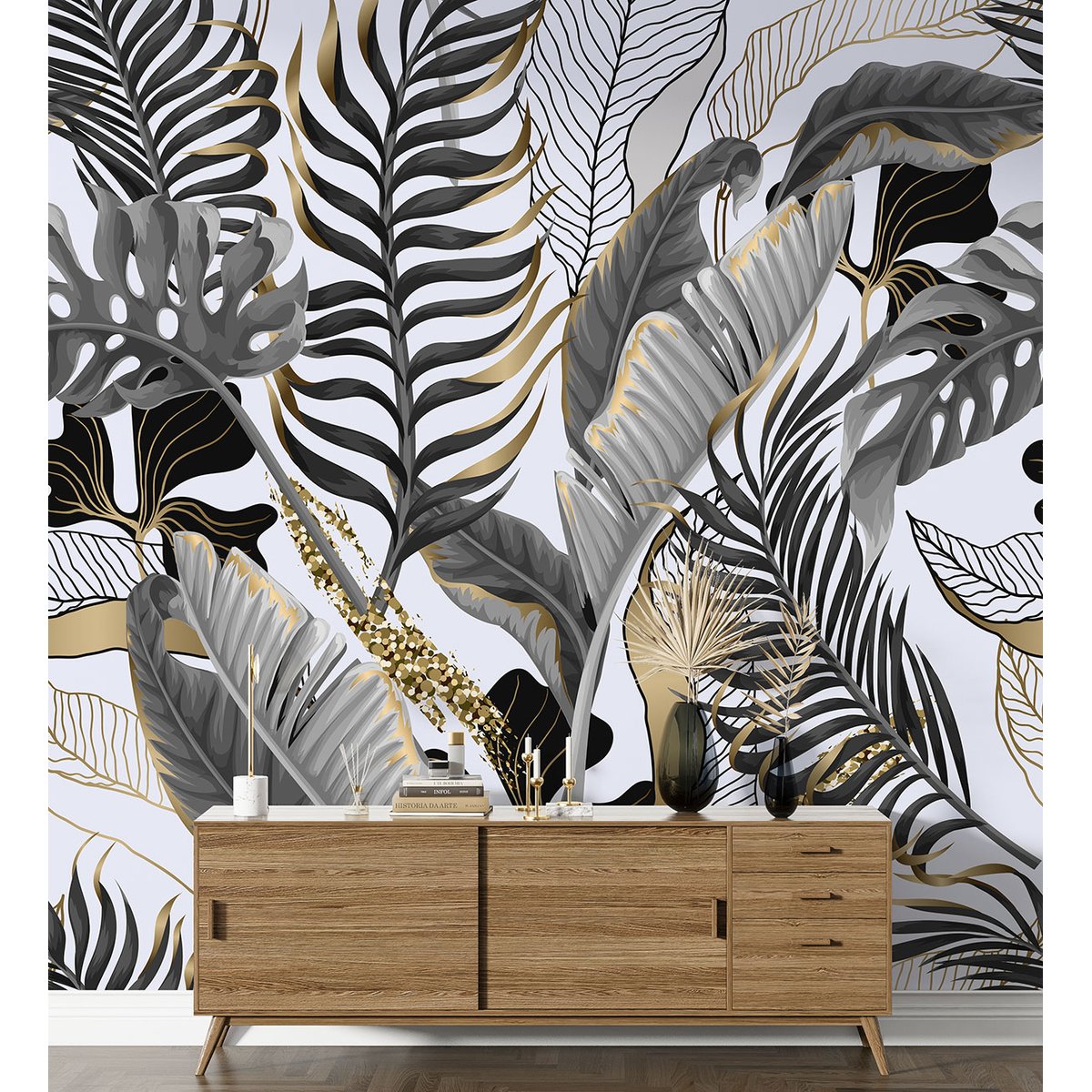 Papier peint panoramique - Feuilles tropicales