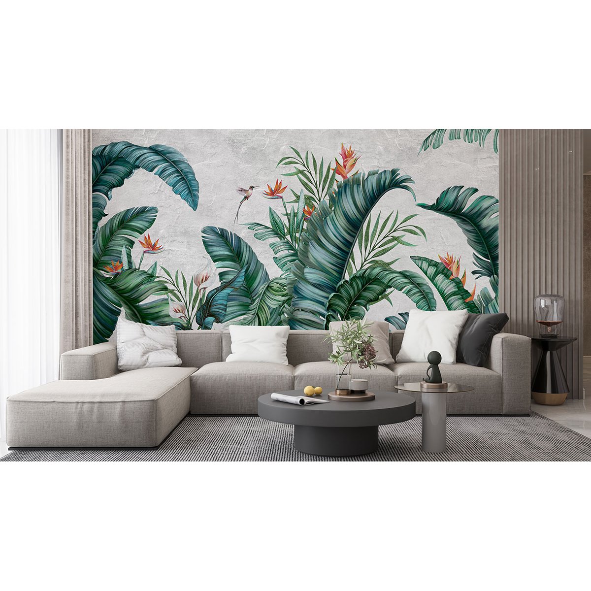 Papier peint panoramique - Feuilles tropicales