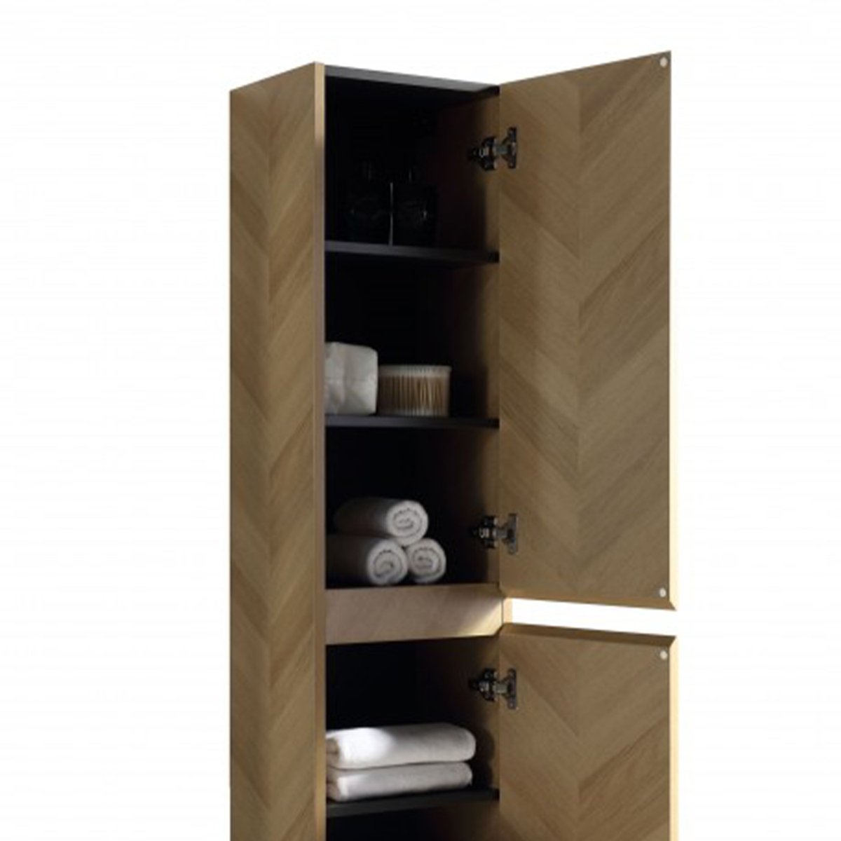 Colonne de salle de bain 160 cm chevron aspect chêne Aquapunto