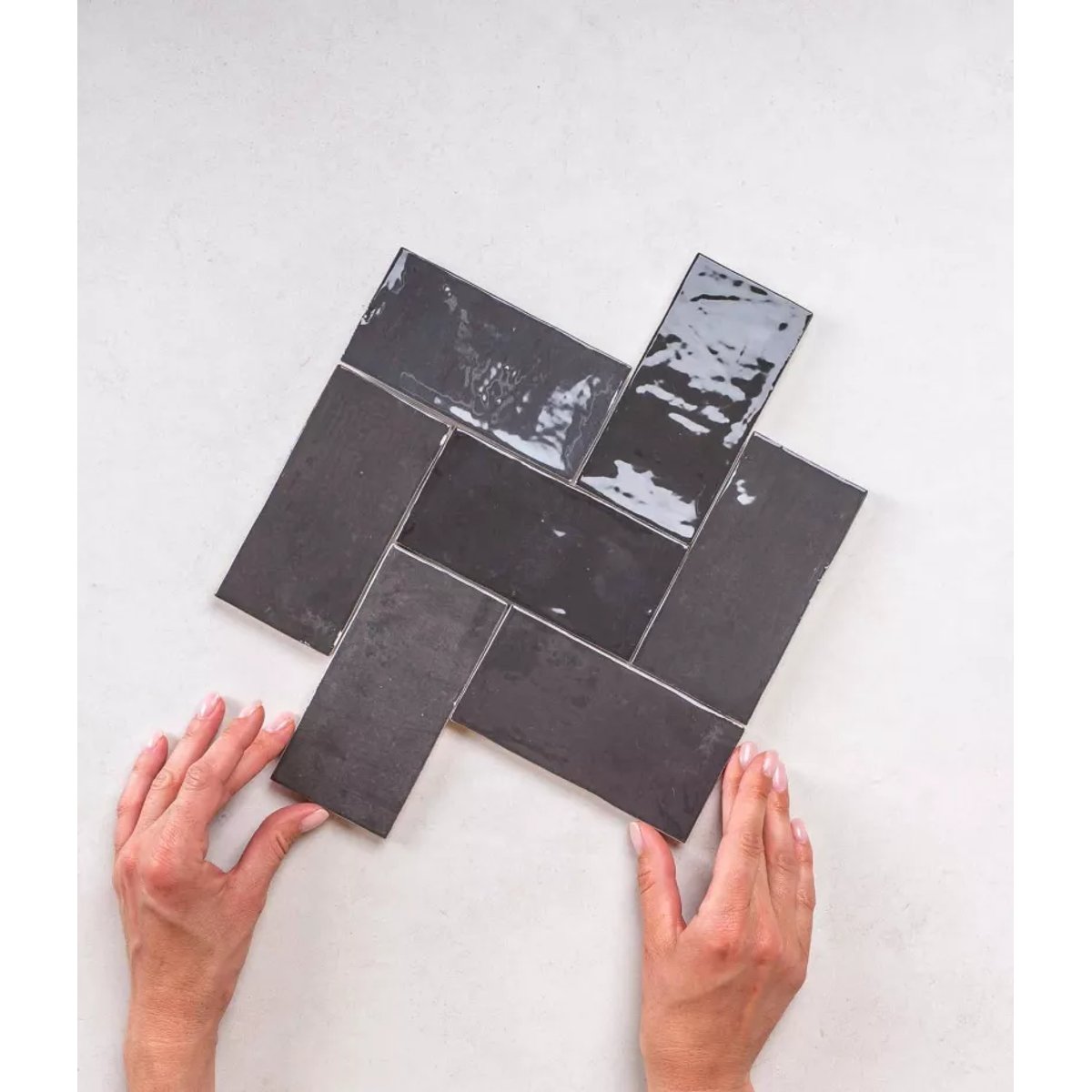 Carrelage Zellige Gris Foncé FEZ Brillant Graphite