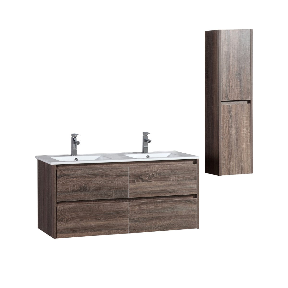 Ensemble salle de bain 120 cm chêne californien brun Aquadoli