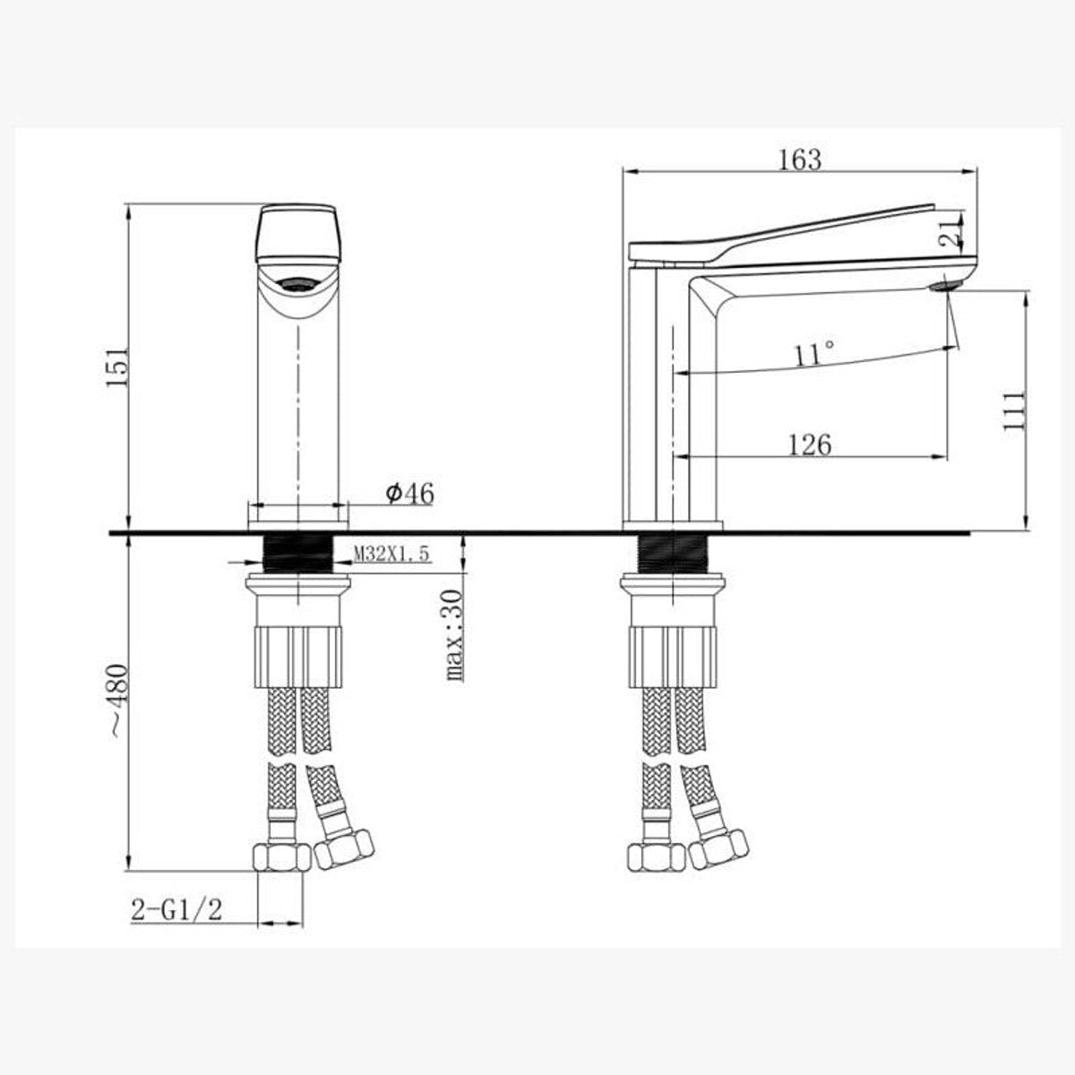 Robinet mitigeur chromé de salle de bain