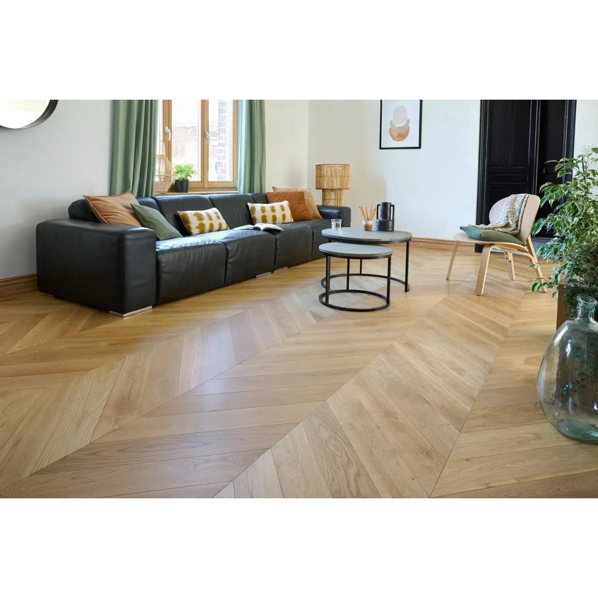 Parquet massif Point de Hongrie chêne naturel - Larg. 12,5 cm