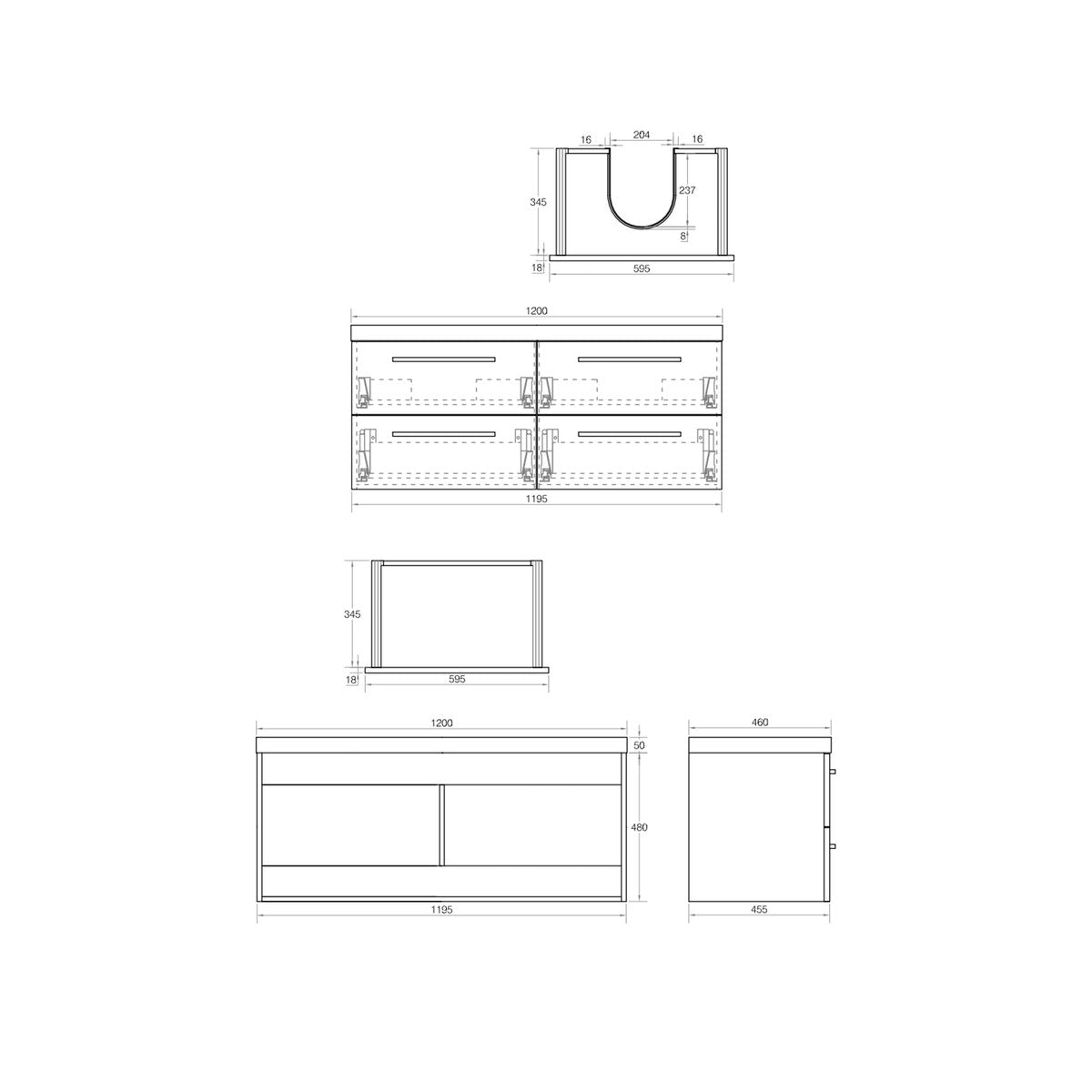 Meuble double vasque 120 cm chêne californien gris Aquasun