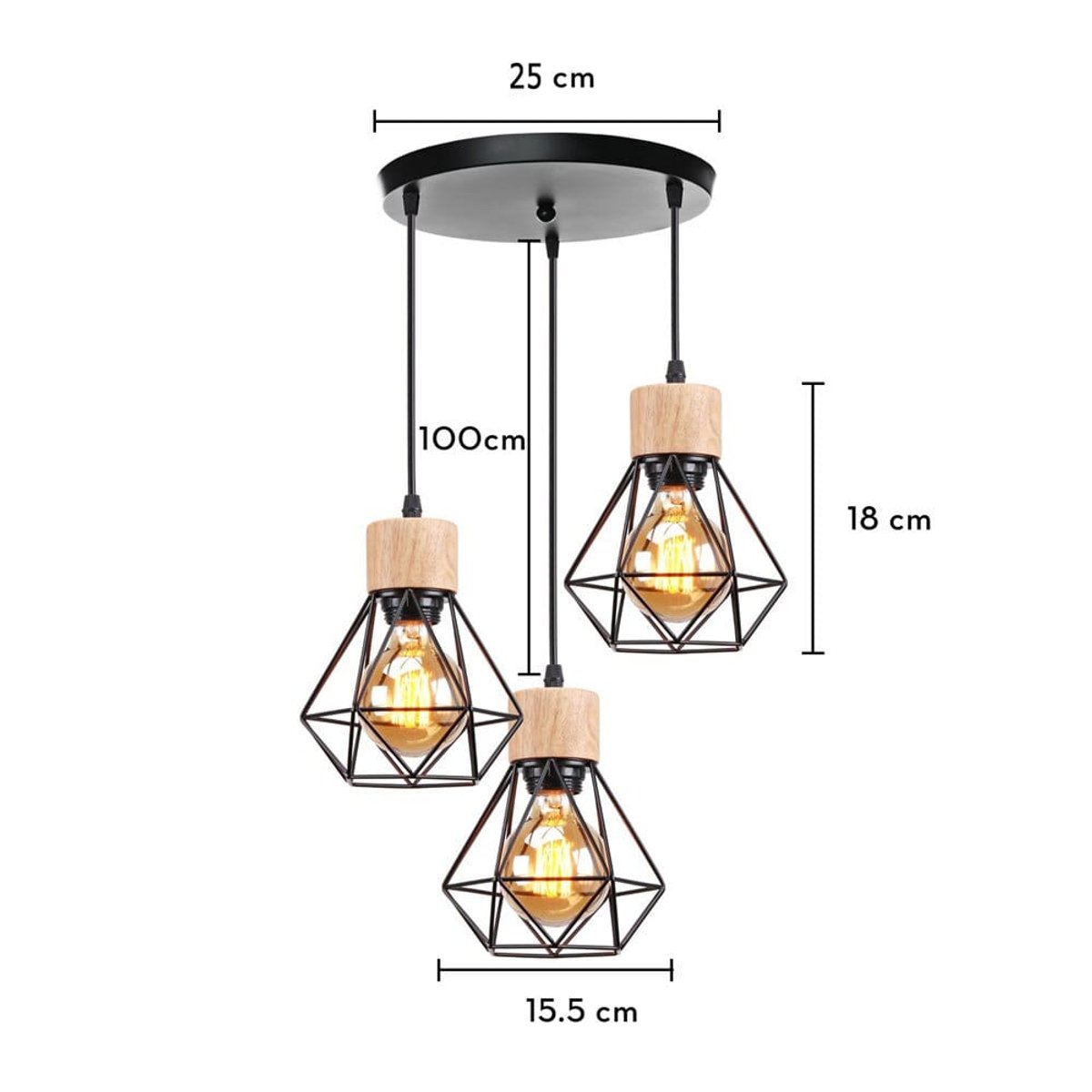 Suspension Industrielle Bois
