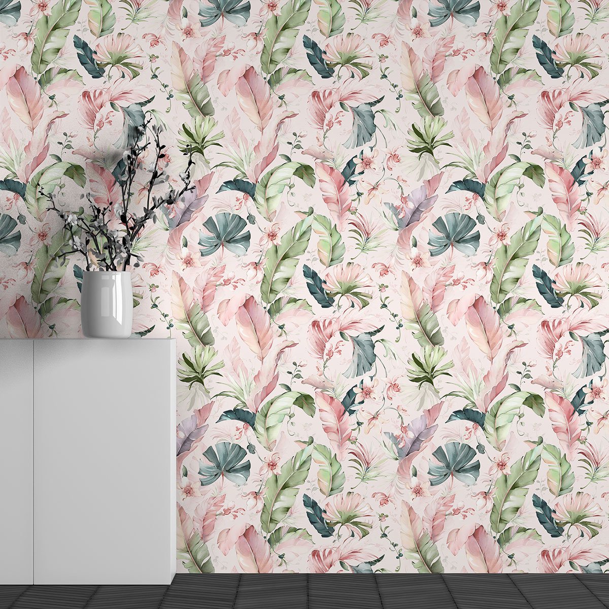 Papier peint panoramique - Motif Feuilles tropicales