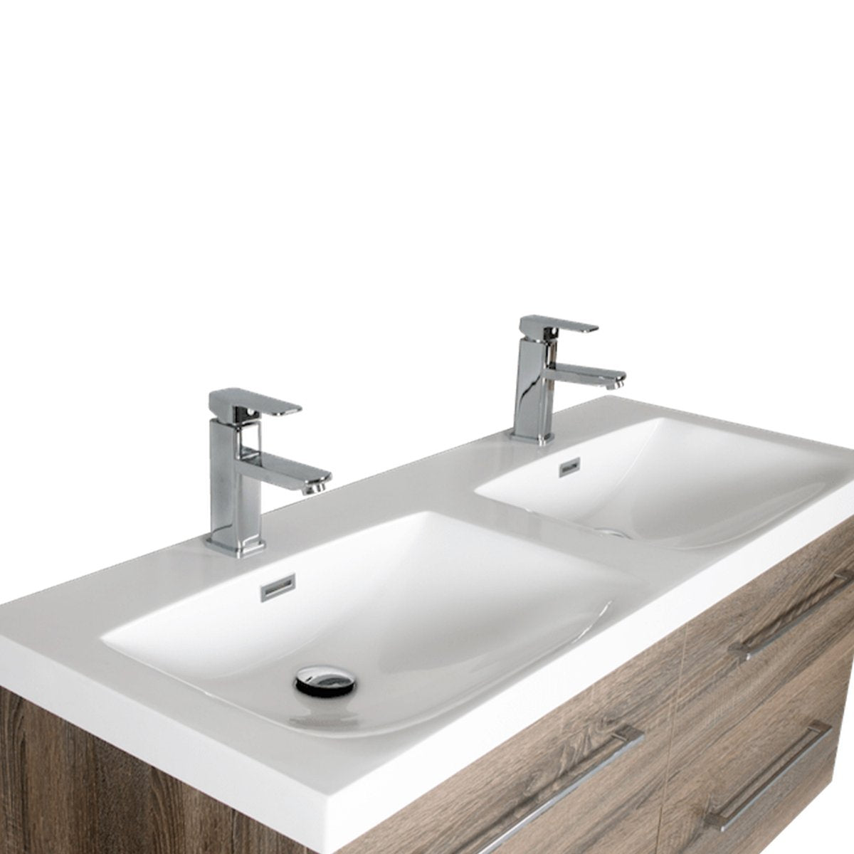 Meuble double vasque 120 cm chêne californien gris Aquasun