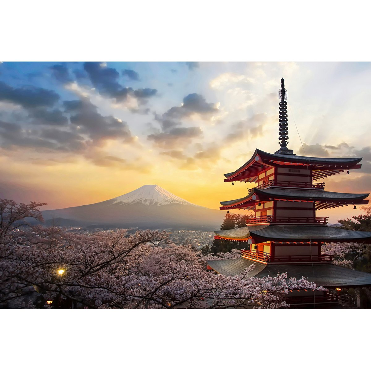 Papier peint panoramique - Temple Japonais Fuji