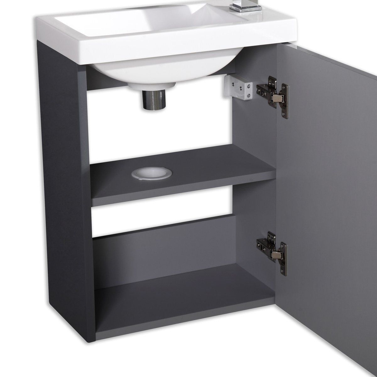 Meuble lave main vasque 40 cm gris laqué Aquapixo