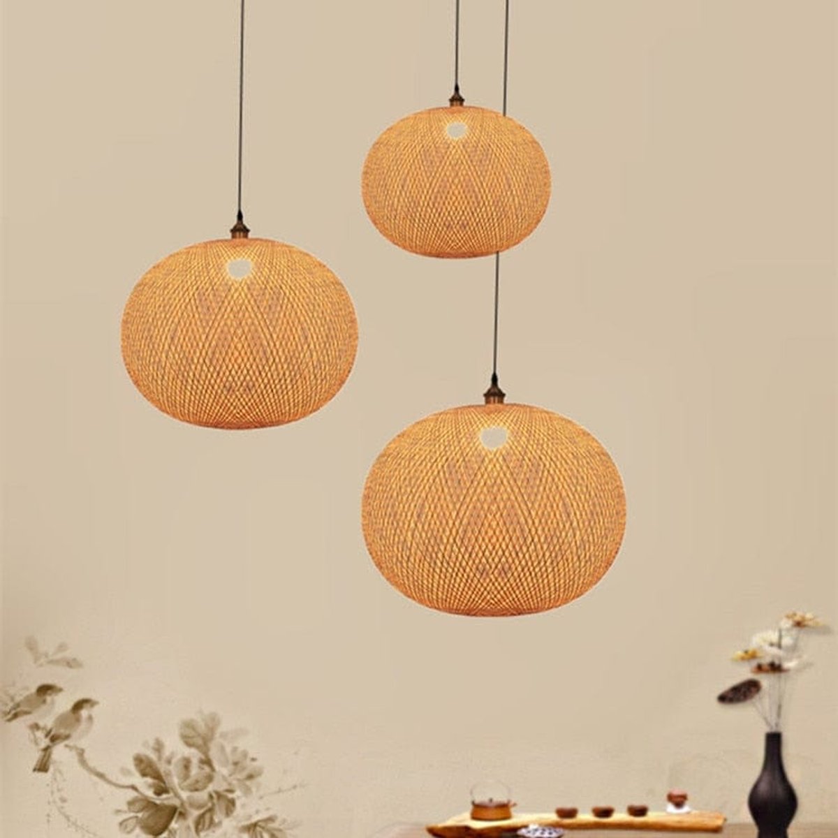 Suspension Osier Bambou