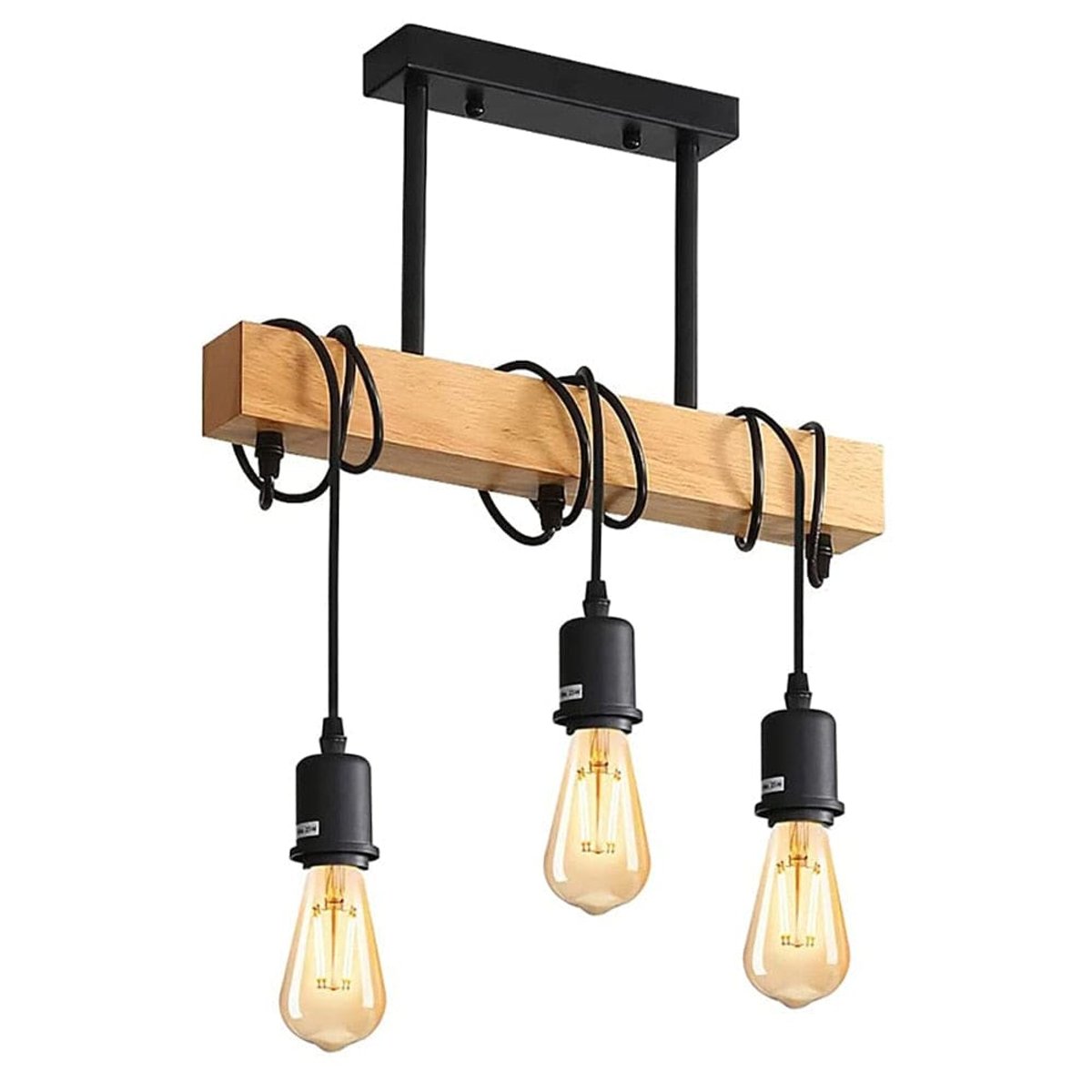 Suspension Luminaire Industriel Bois