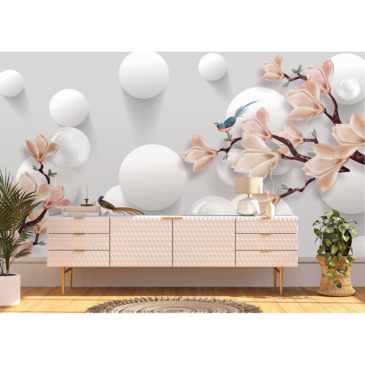 Papier peint panoramique - Magnolias Effet 3D