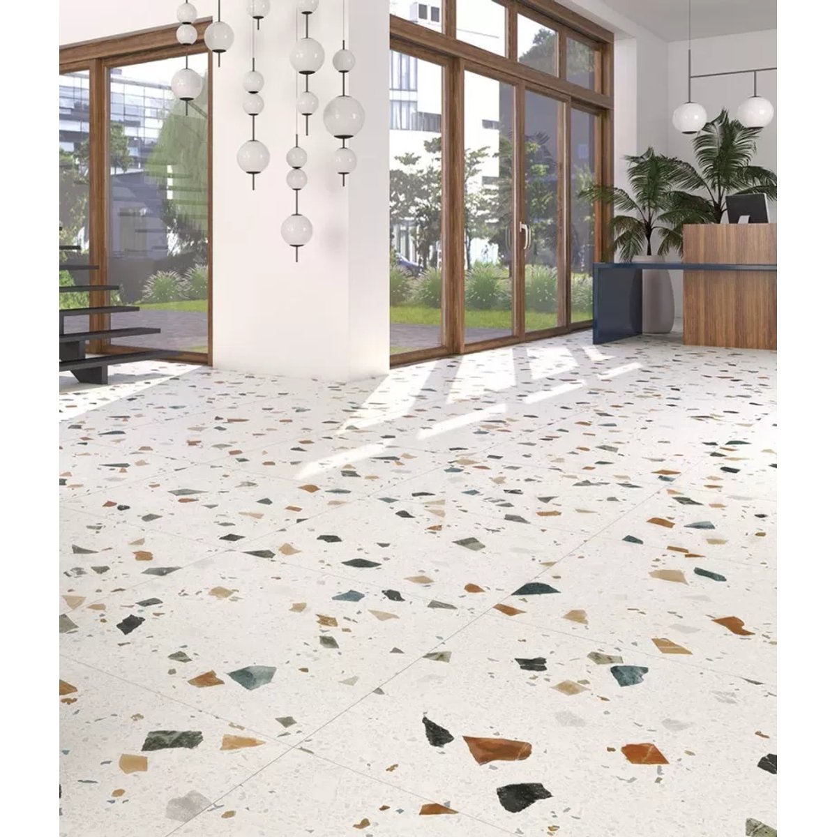 Carrelage Effet Terrazzo STRACCIATELLA 80x80 rectifié Blanc
