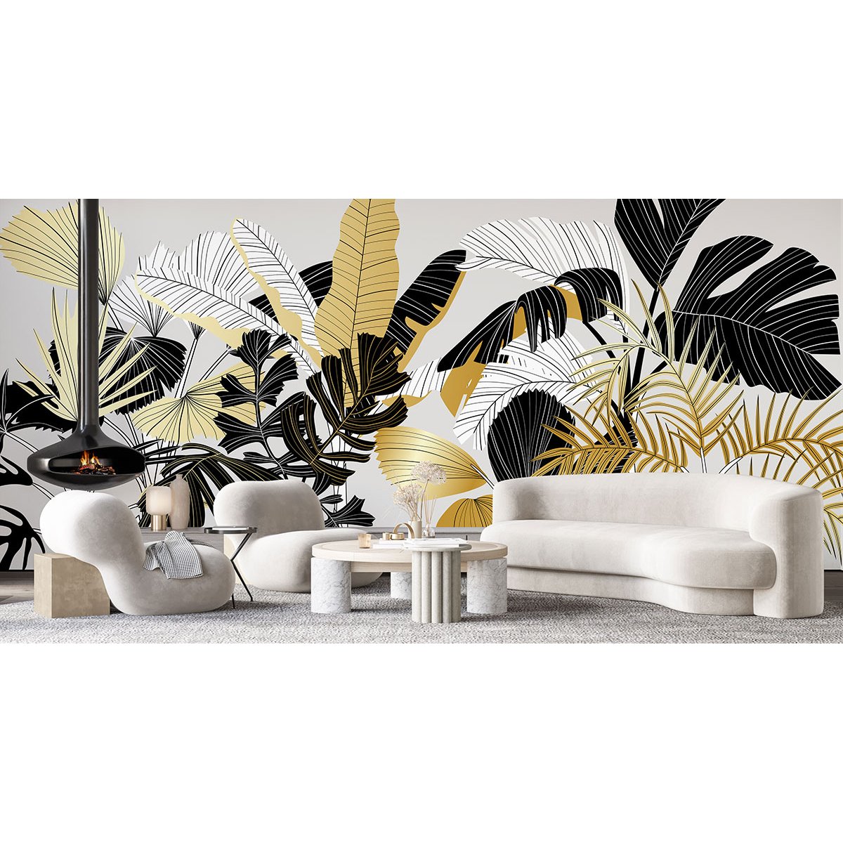 Papier peint panoramique - Feuilles tropicales
