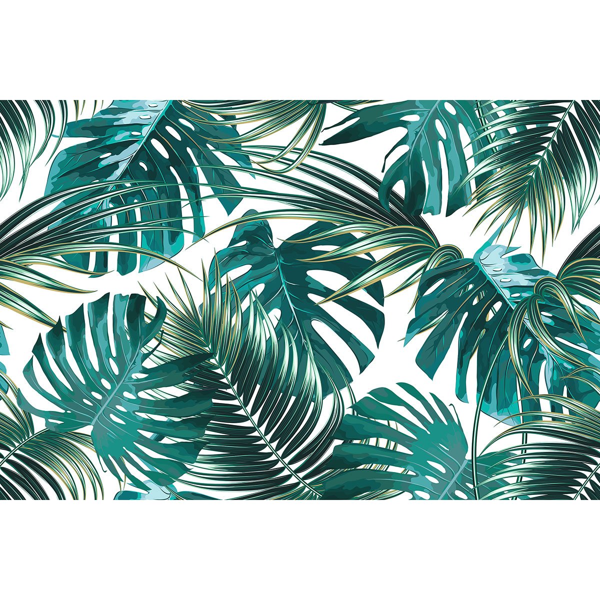 Papier peint panoramique - Feuilles tropicales