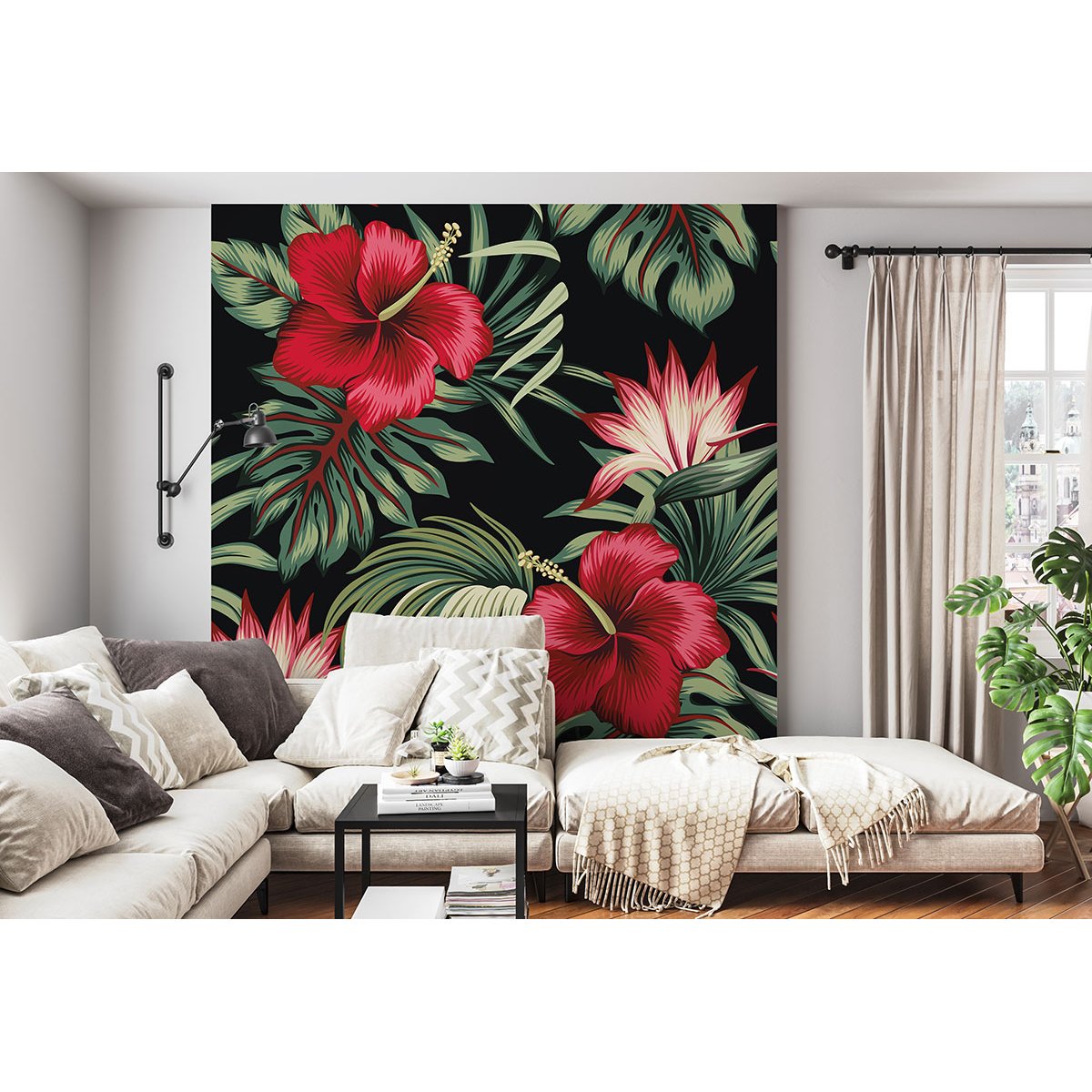 Papier peint panoramique - Fleurs tropicales