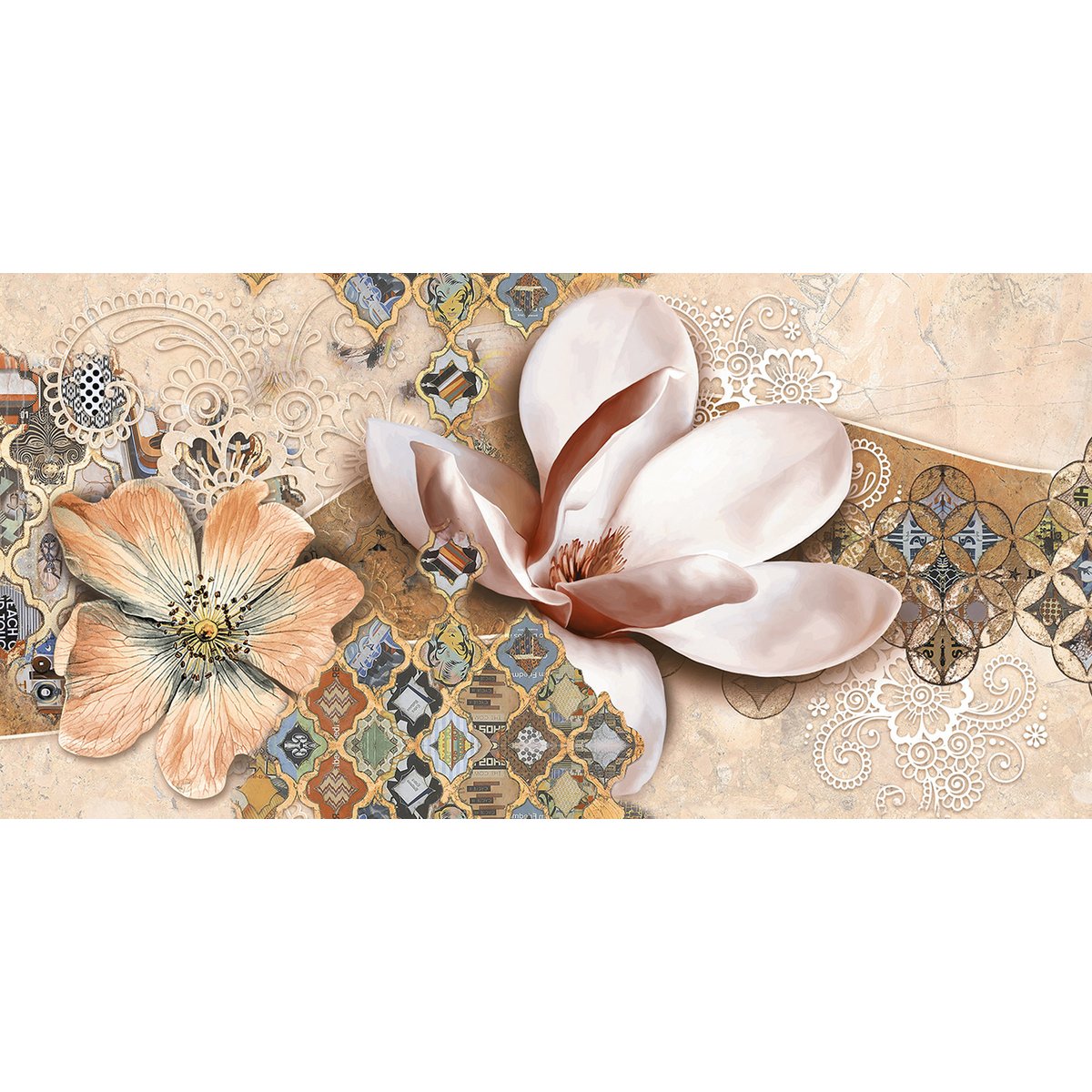 Papier peint panoramique - Fleurs 3D