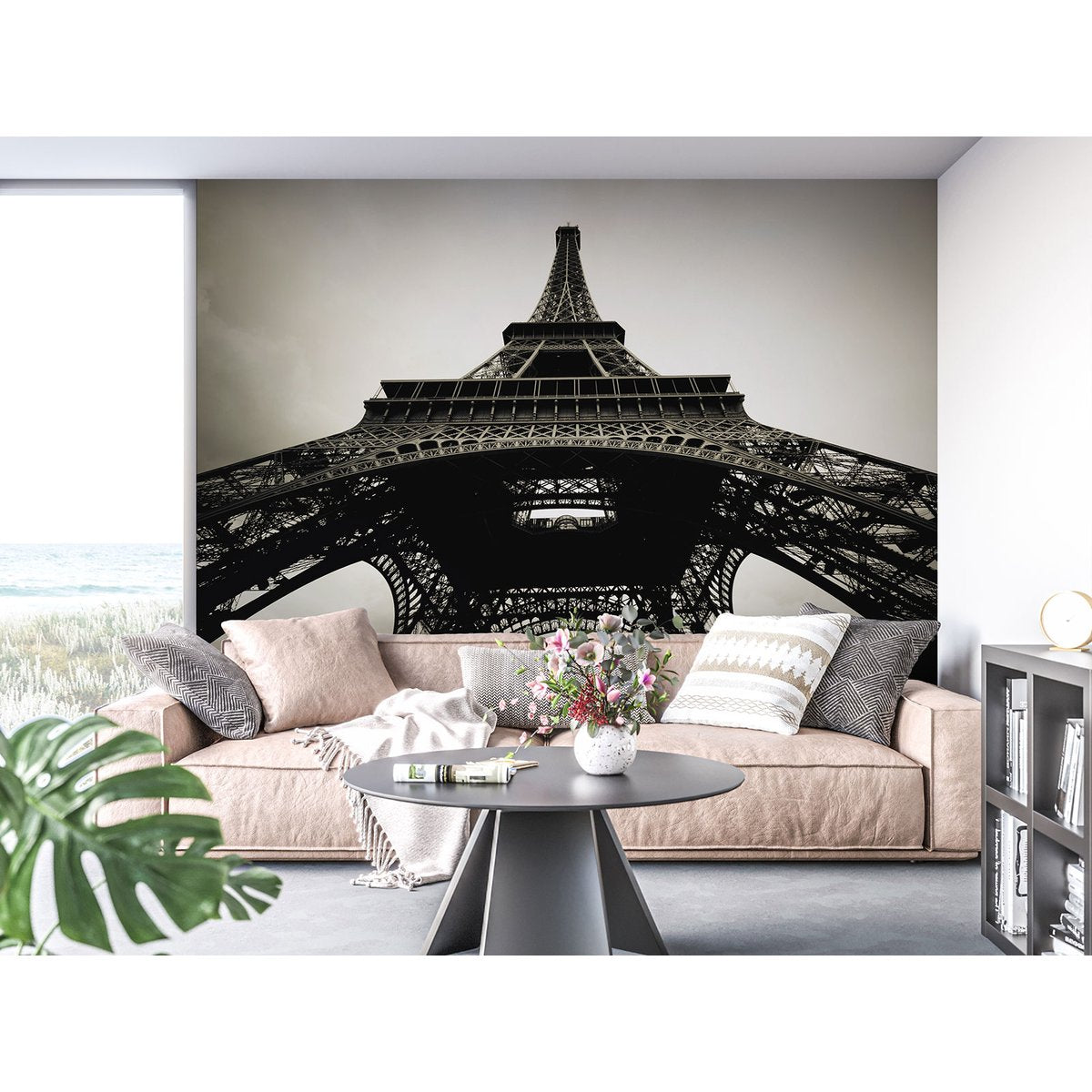 Papier peint panoramique - Tour Eiffel Noir et Blanc