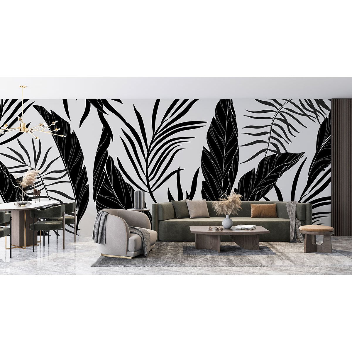 Papier peint panoramique - Feuilles tropicales