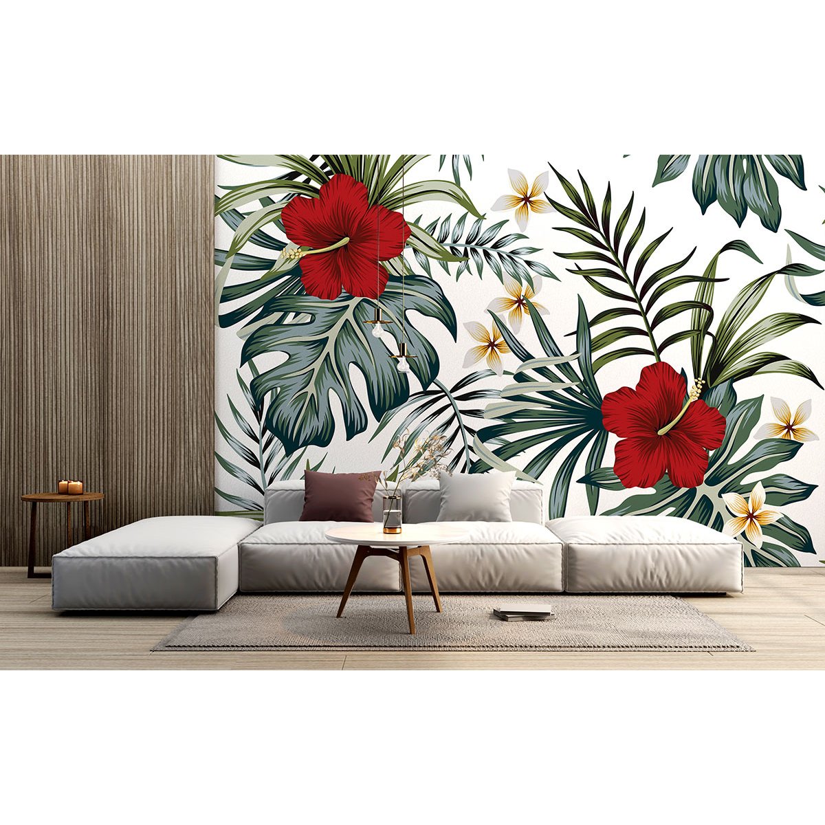 Papier peint panoramique - Feuilles tropicales