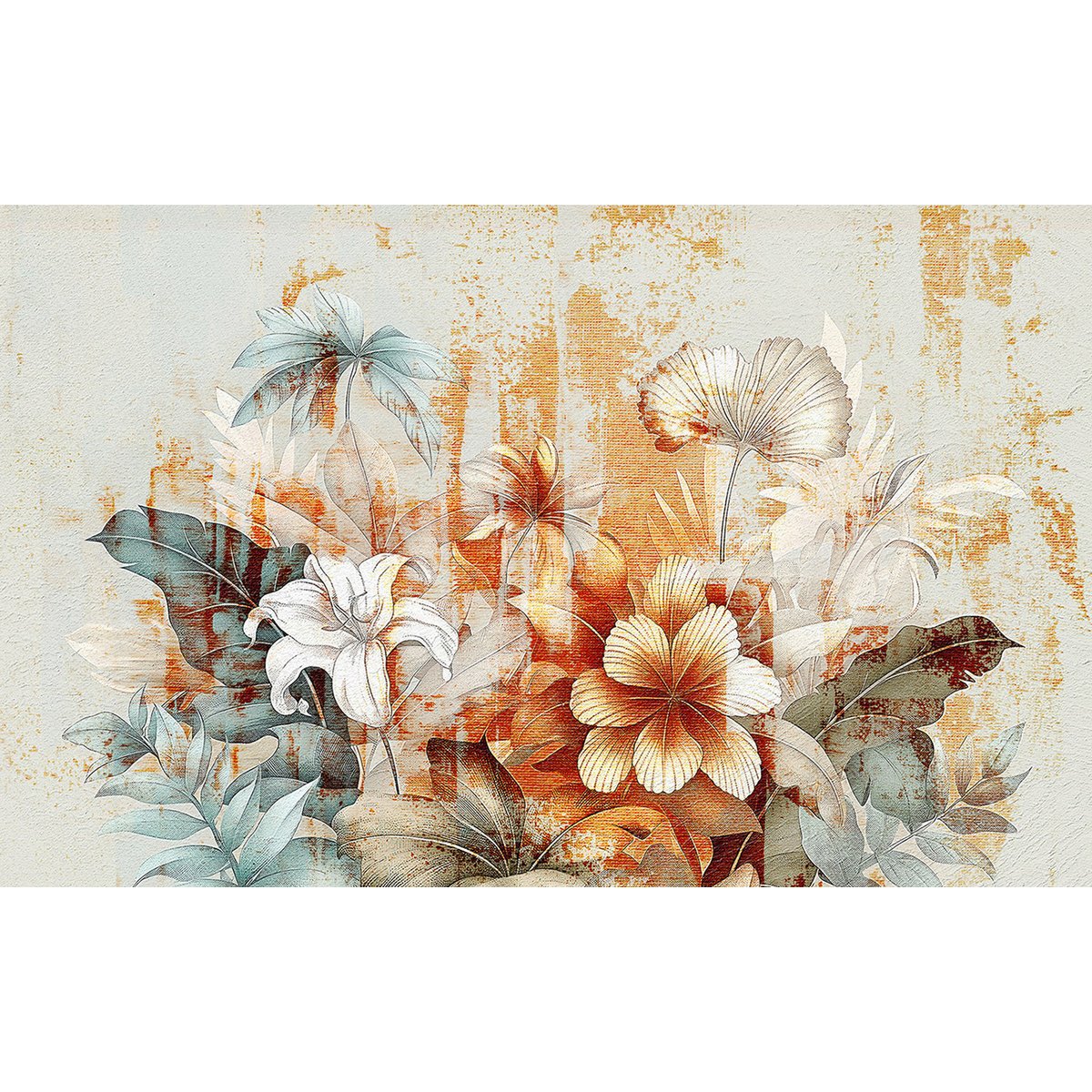 Papier peint panoramique - Feuilles tropicales