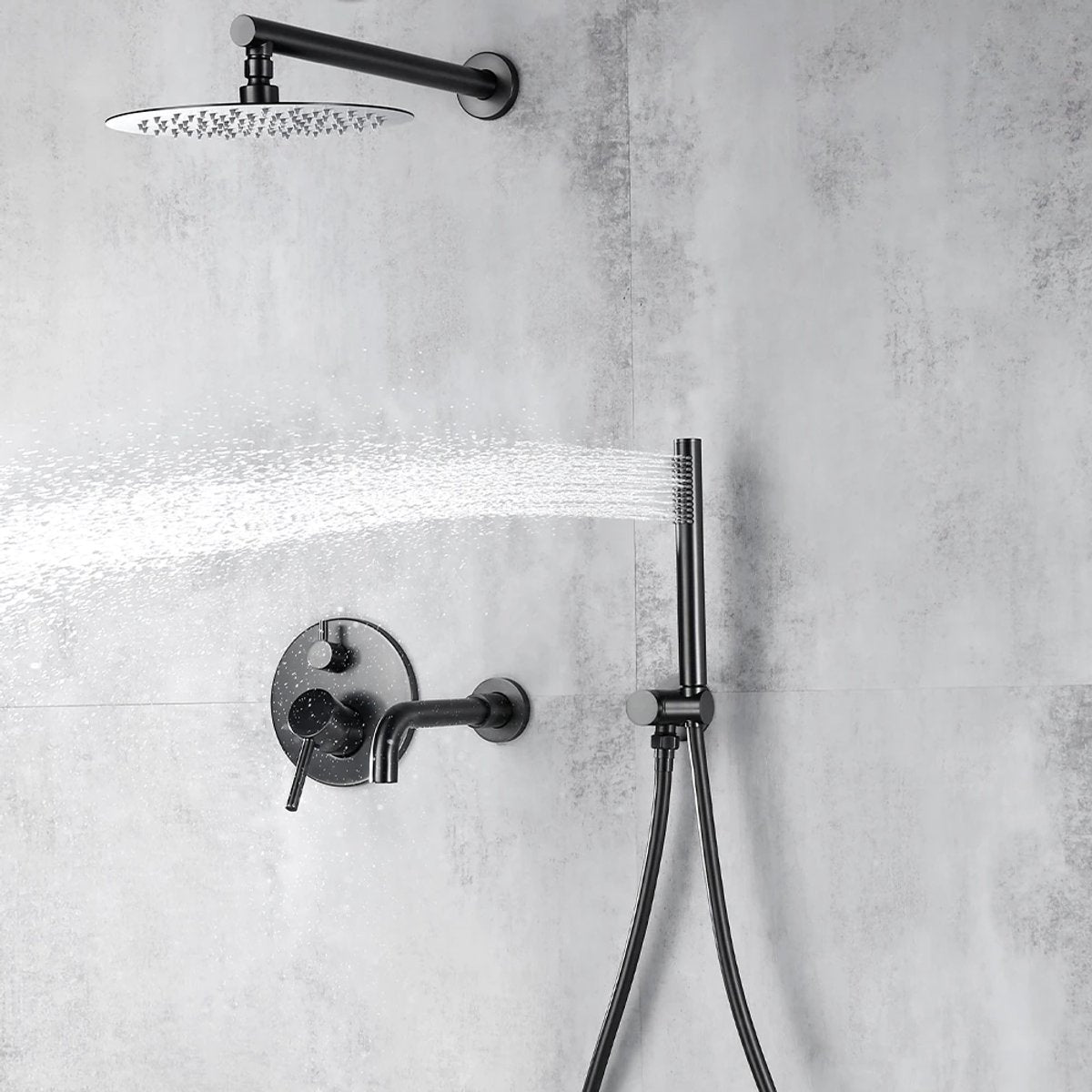 Colonne de bain encastrée gris brossé