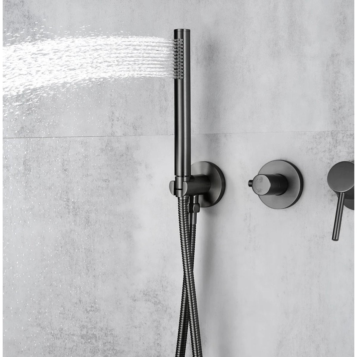 Colonne de douche encastrée gris brossé
