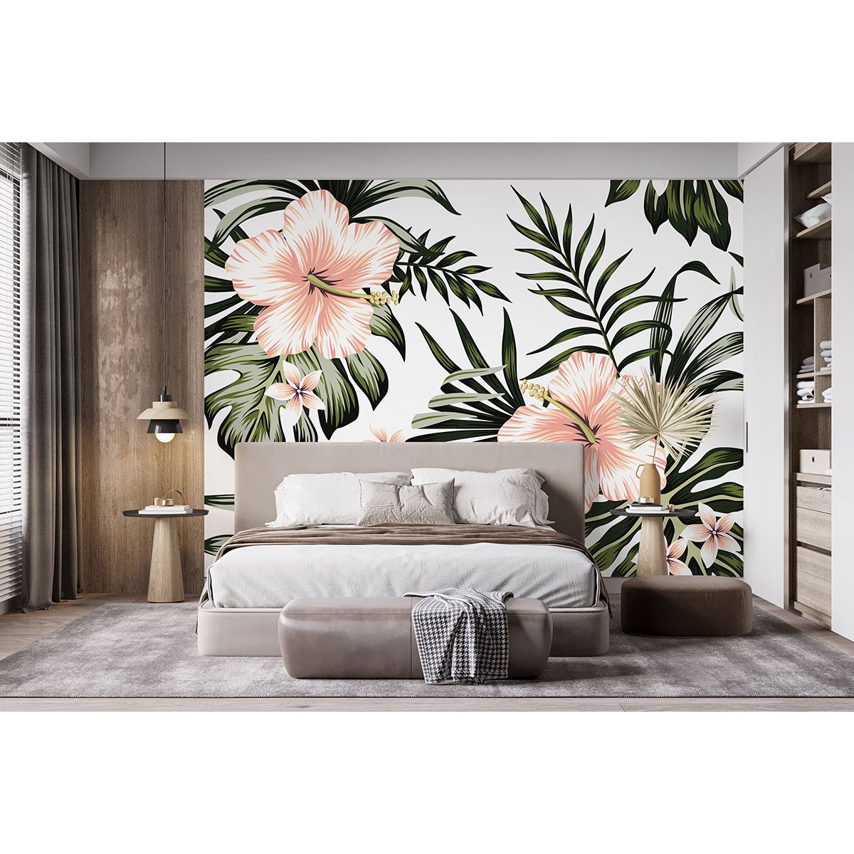 Papier peint panoramique - Fleurs tropicales