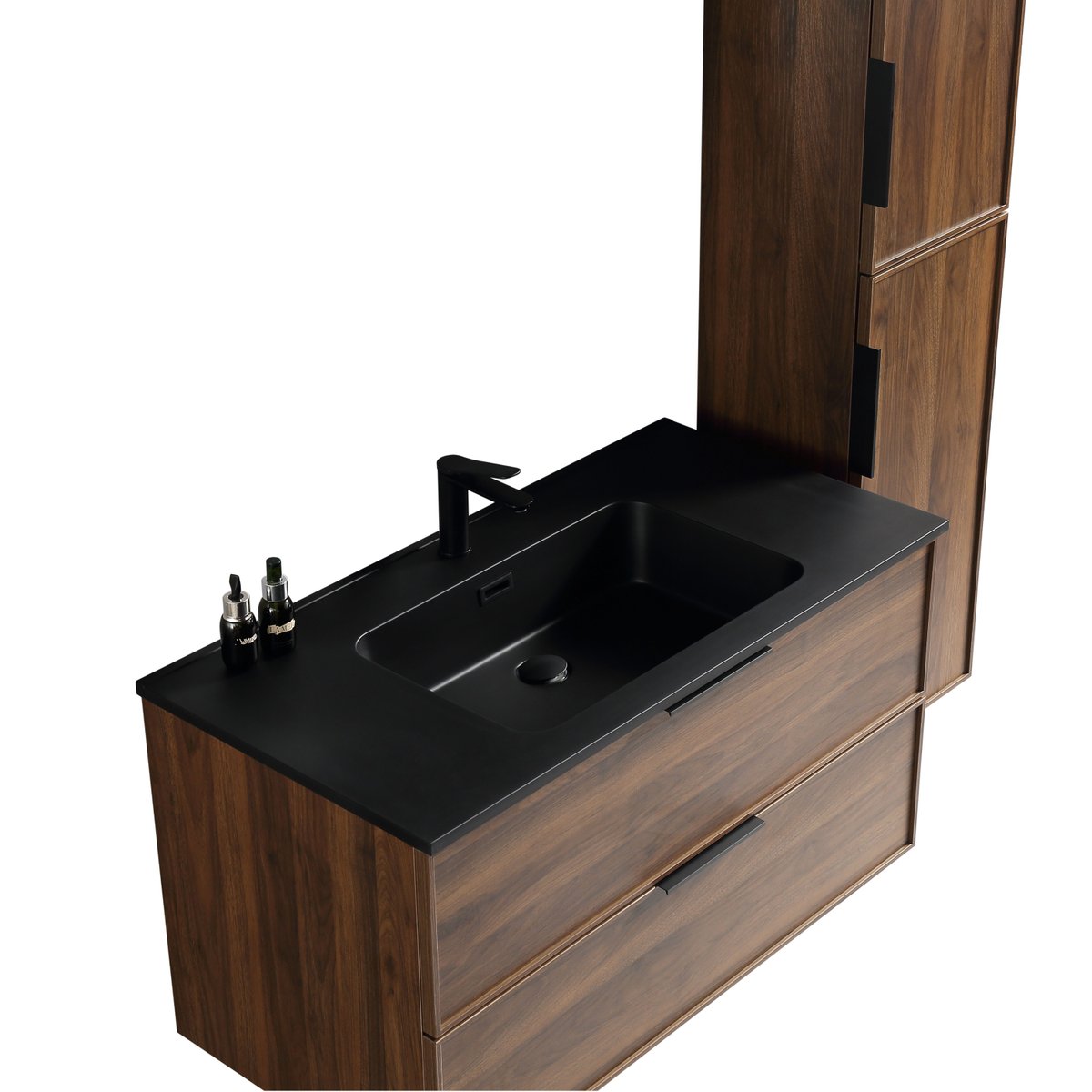 Ensemble de salle de bain 100 cm effet noyer Aquasila