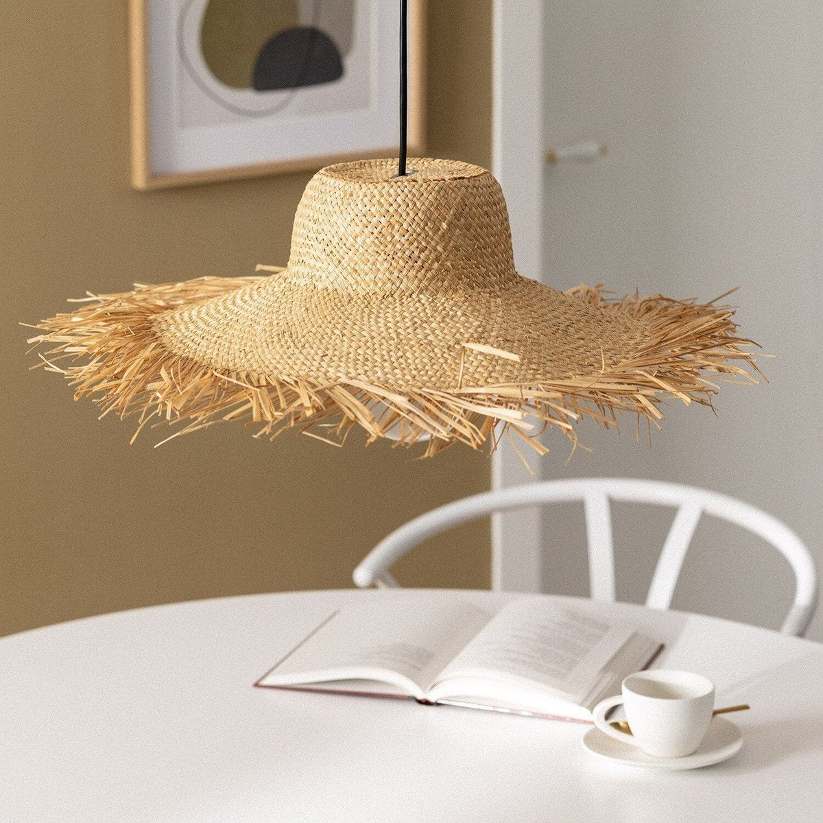 Suspension Chapeau Rotin