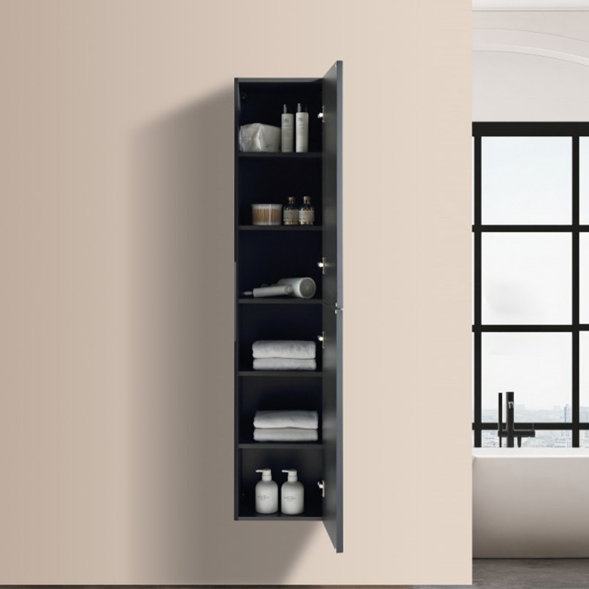Colonne de salle de bain 160 cm noir Aqualinea