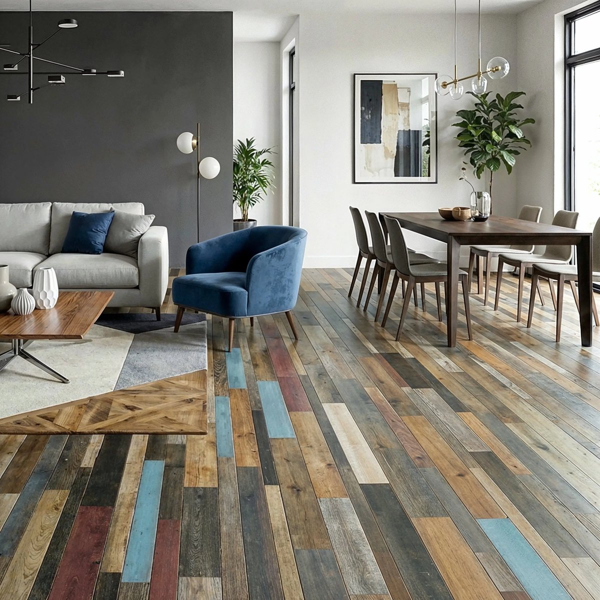 Parquet chêne massif multicolore - Larg. 7,5 cm