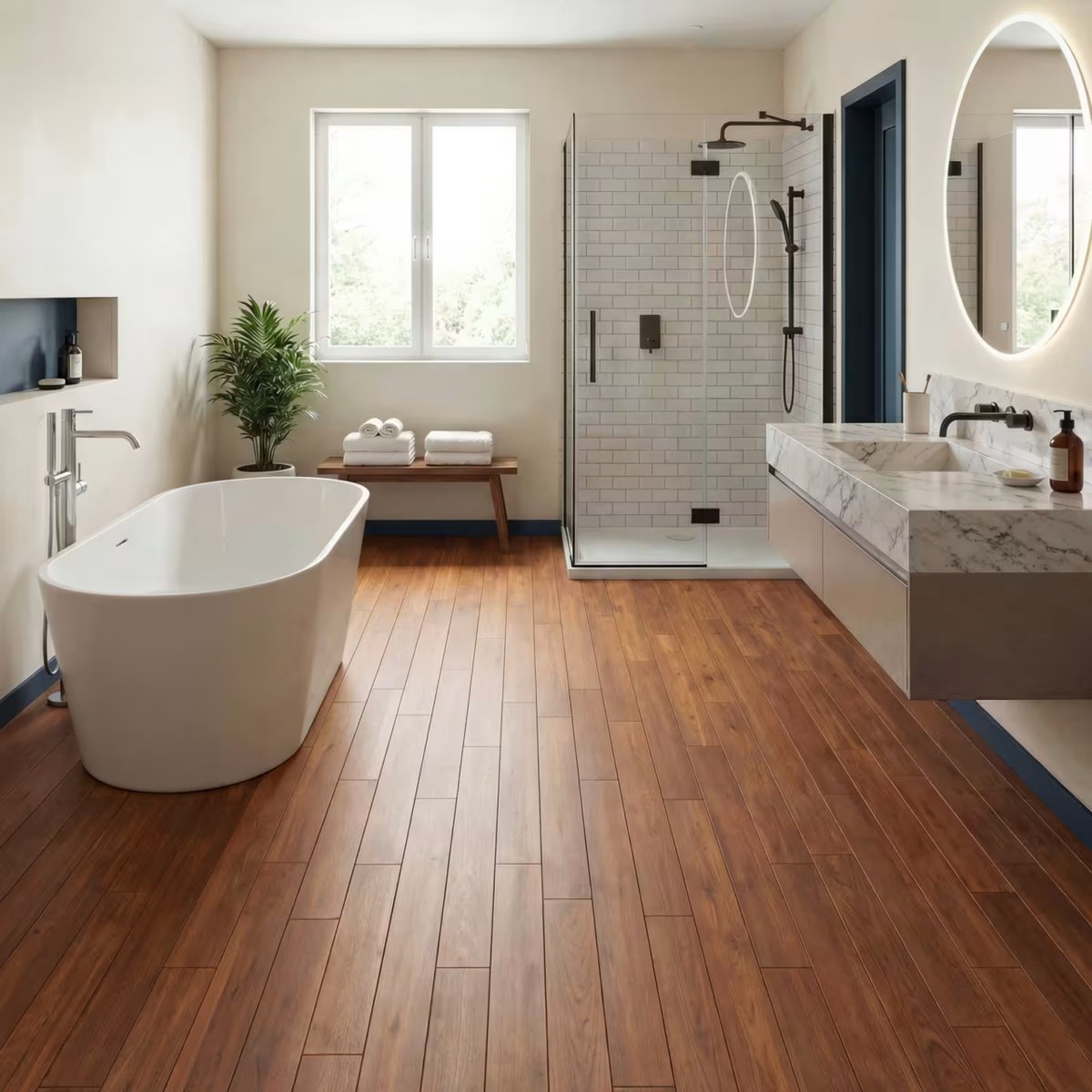 Parquet massif teck verni - Larg. 9 cm