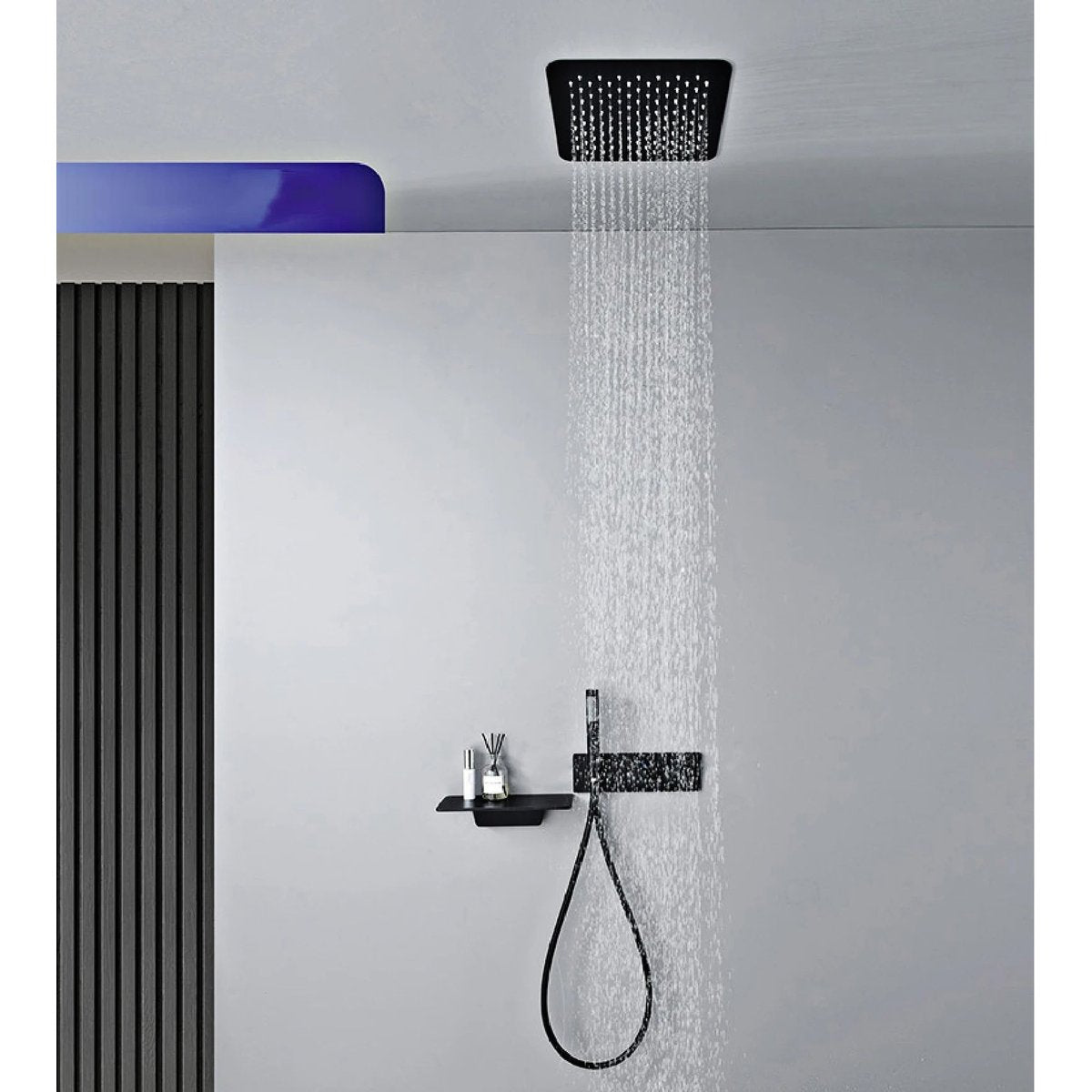 Colonne de douche et bain encastrée noir mate