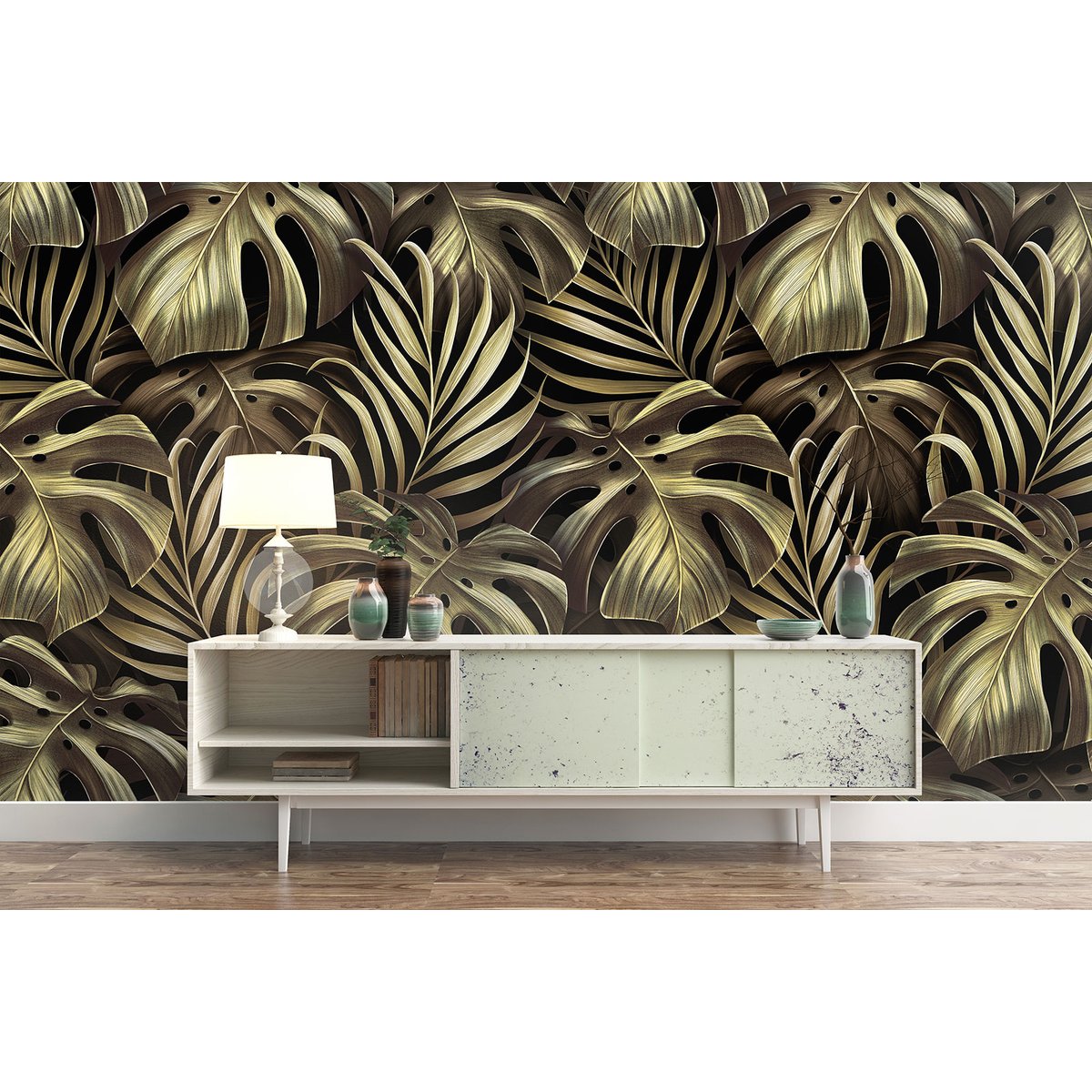 Papier peint panoramique - Feuilles tropicales