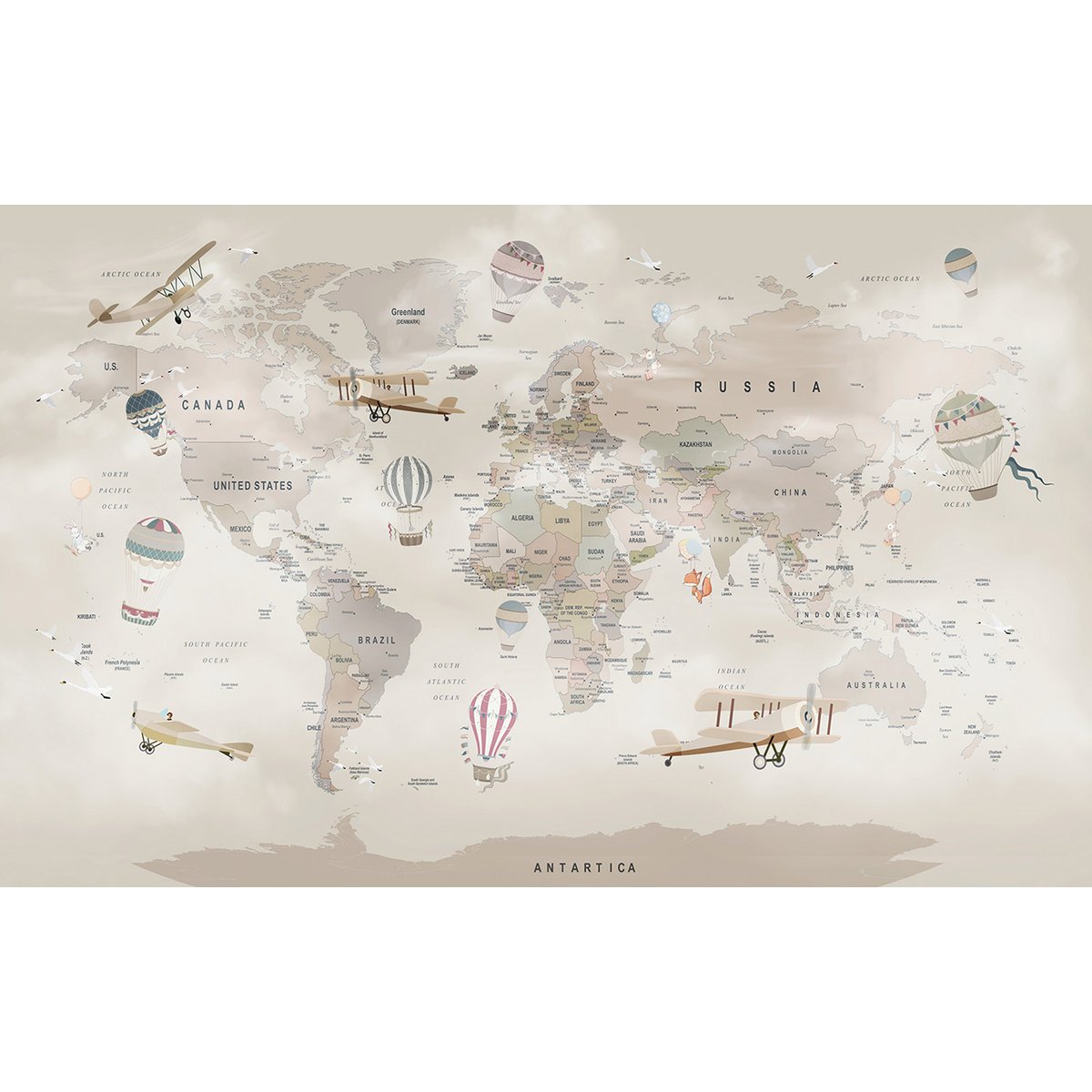 Papier peint panoramique Enfants - Carte du monde
