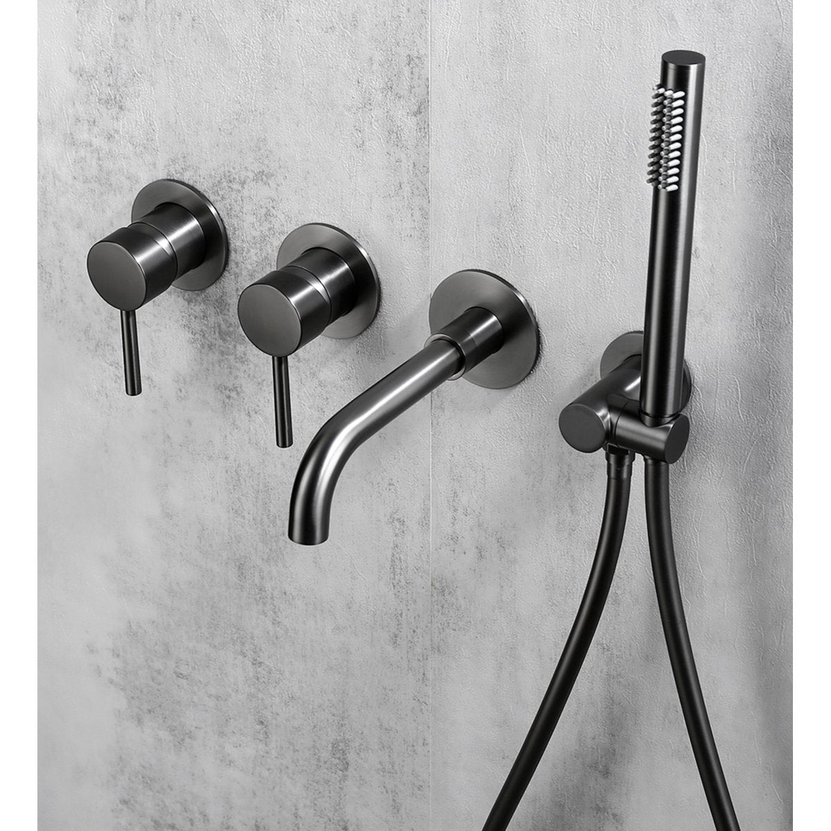 Colonne de douche & bain encastré gris brossé