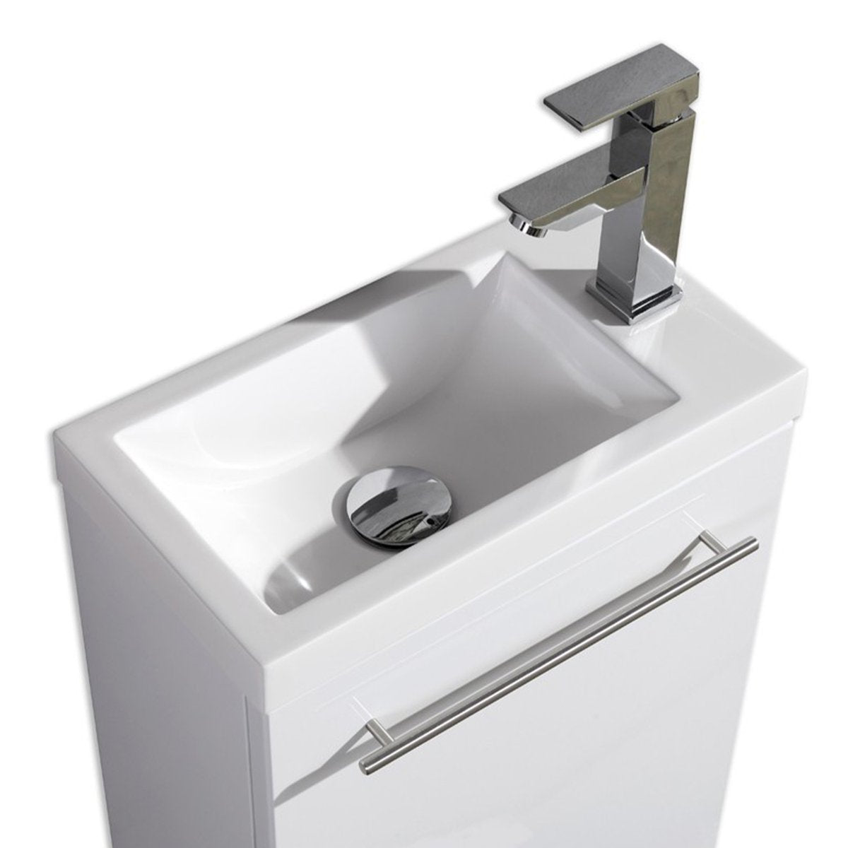 Meuble lave main vasque 40 cm blanc laque Aquapixo