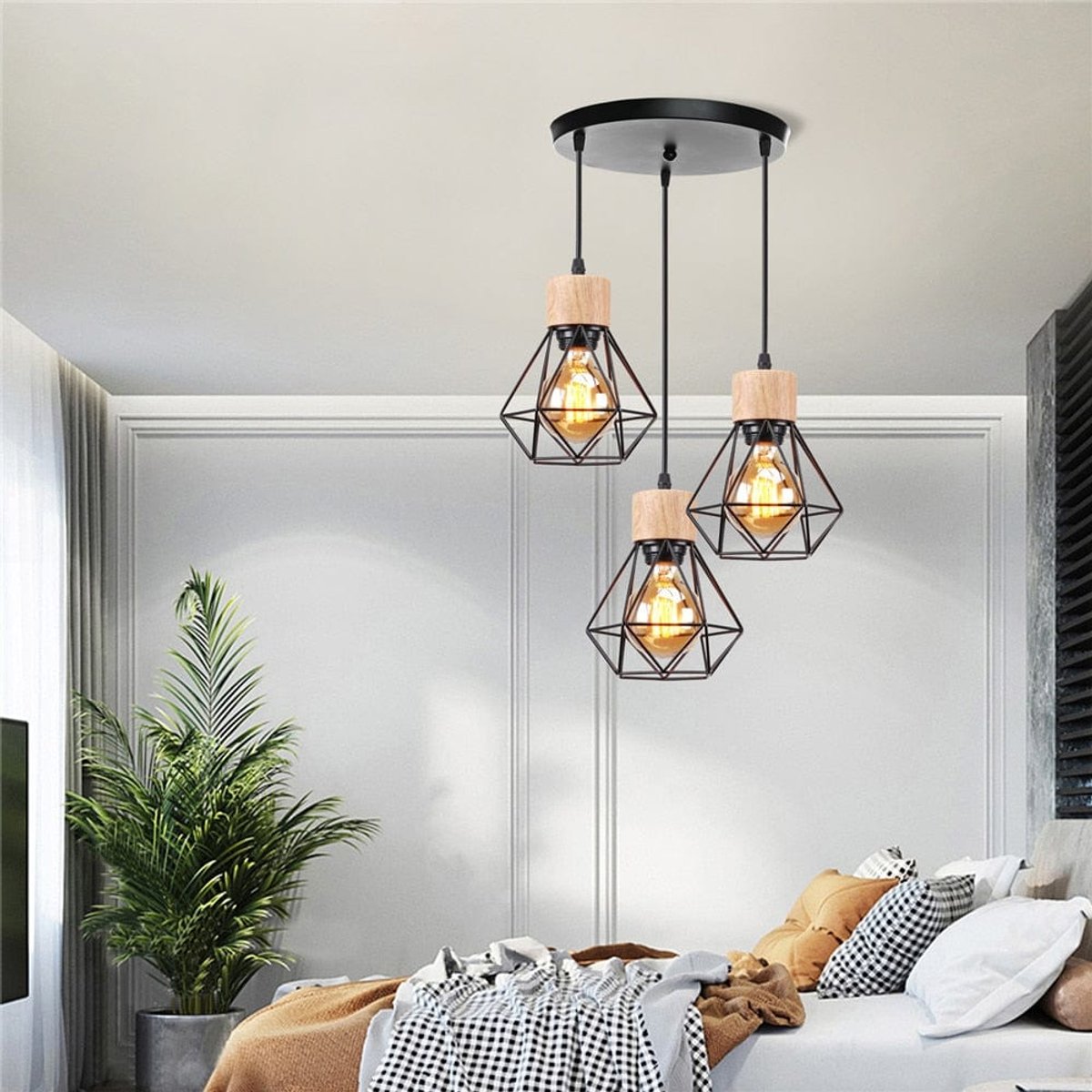 Suspension Industrielle Bois