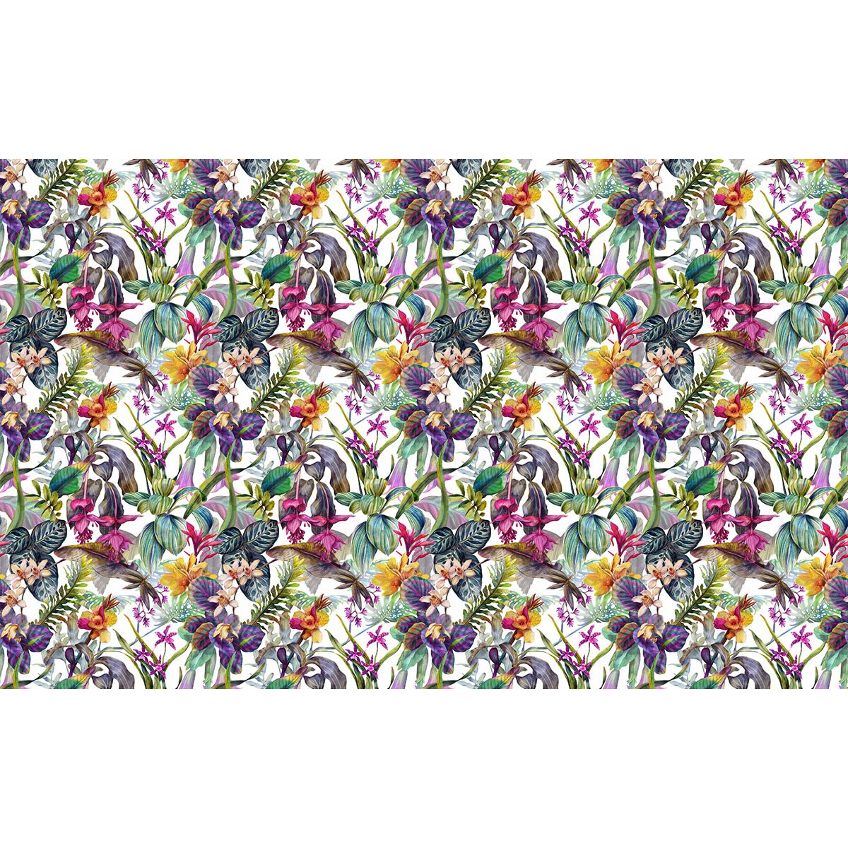 Papier peint panoramique - Motif fleurs Tropicales