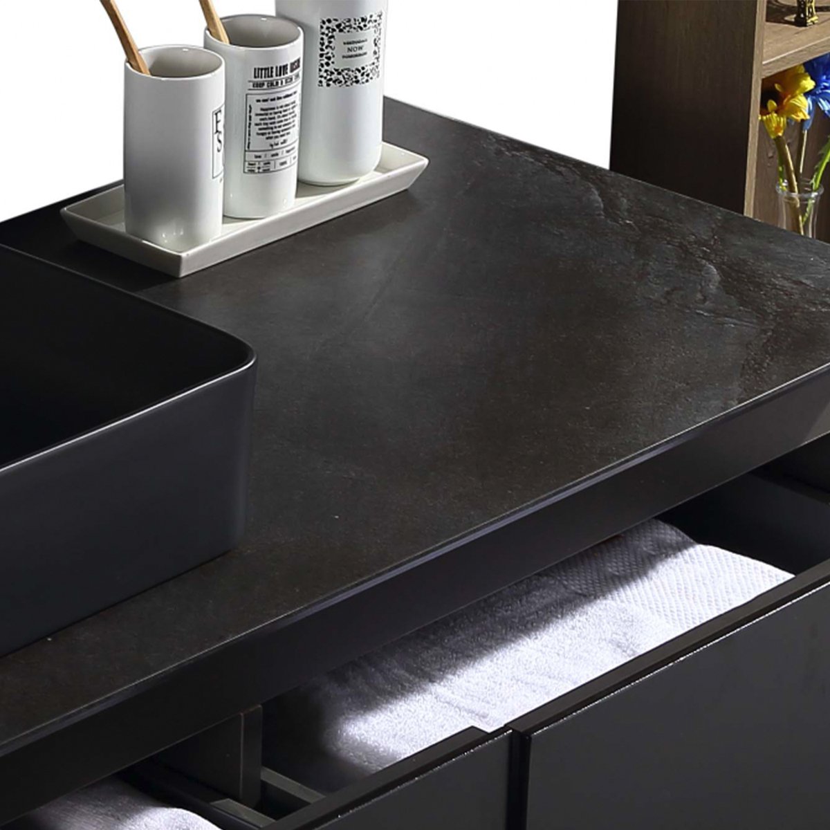 Meuble avec vasque 120 cm noir Aquacera