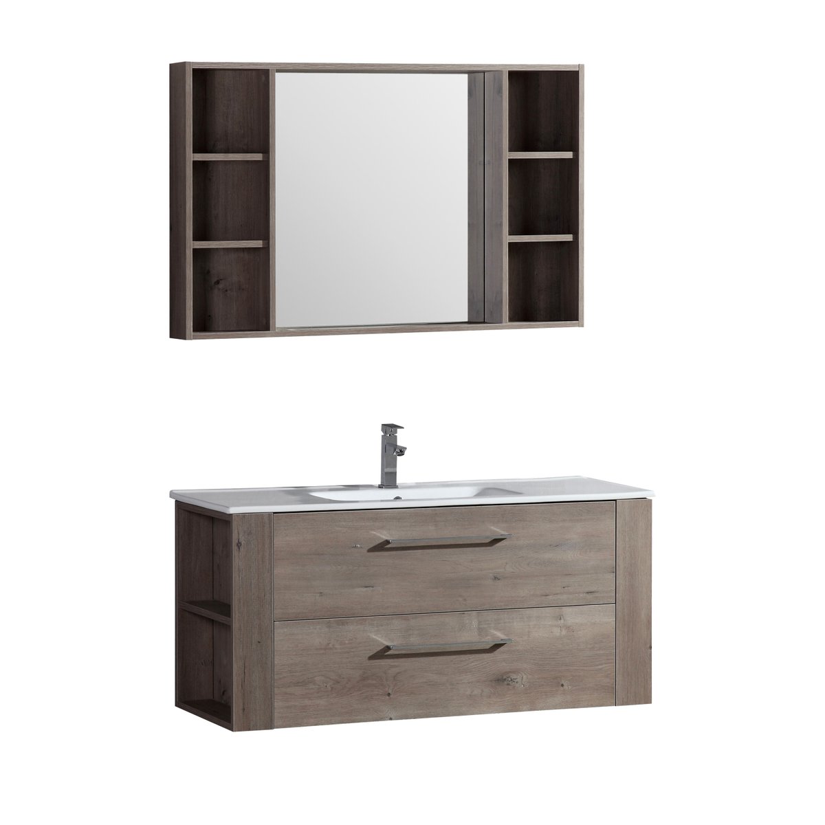 Ensemble meuble salle de bain 120 cm chêne brun Aquanoma