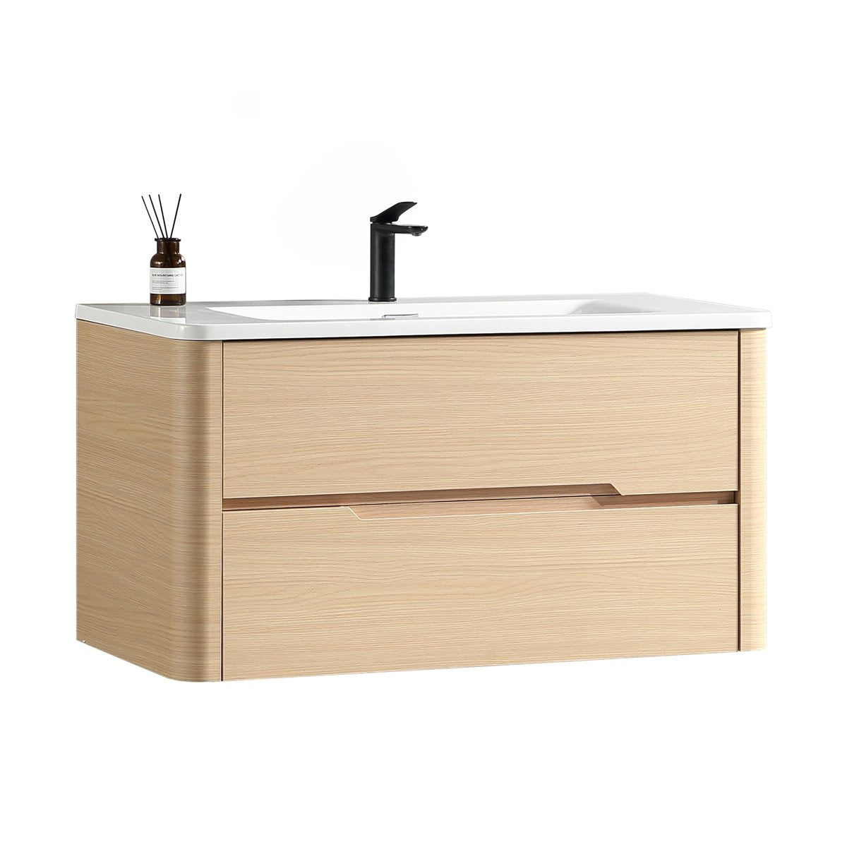 Meuble de salle de bain avec vasque 100 cm effet chêne naturel Aquabale
