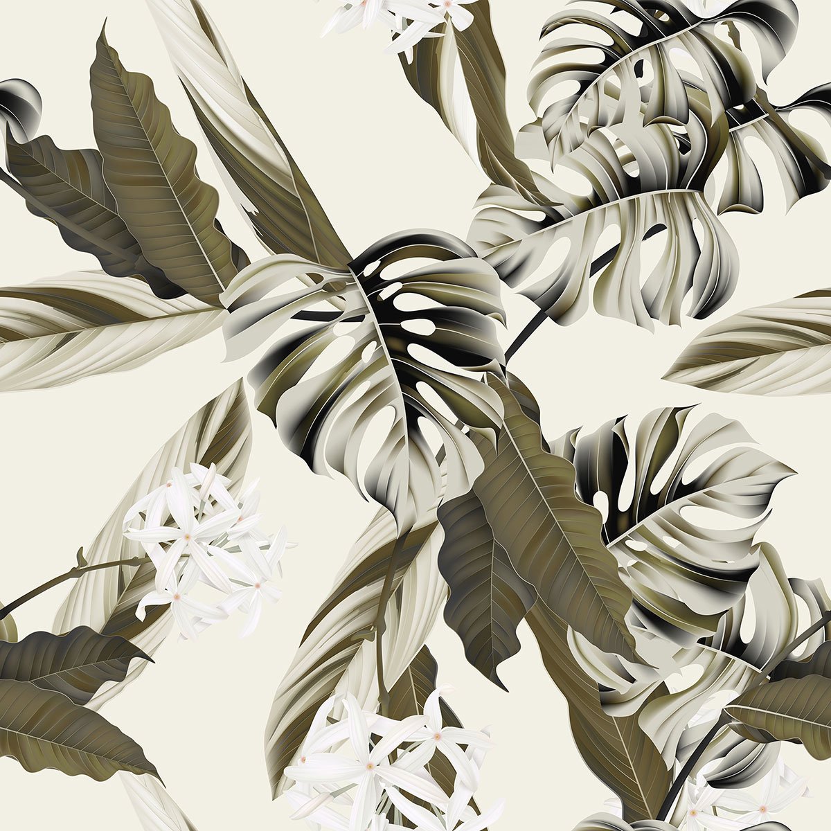Papier peint panoramique - Feuilles tropicales