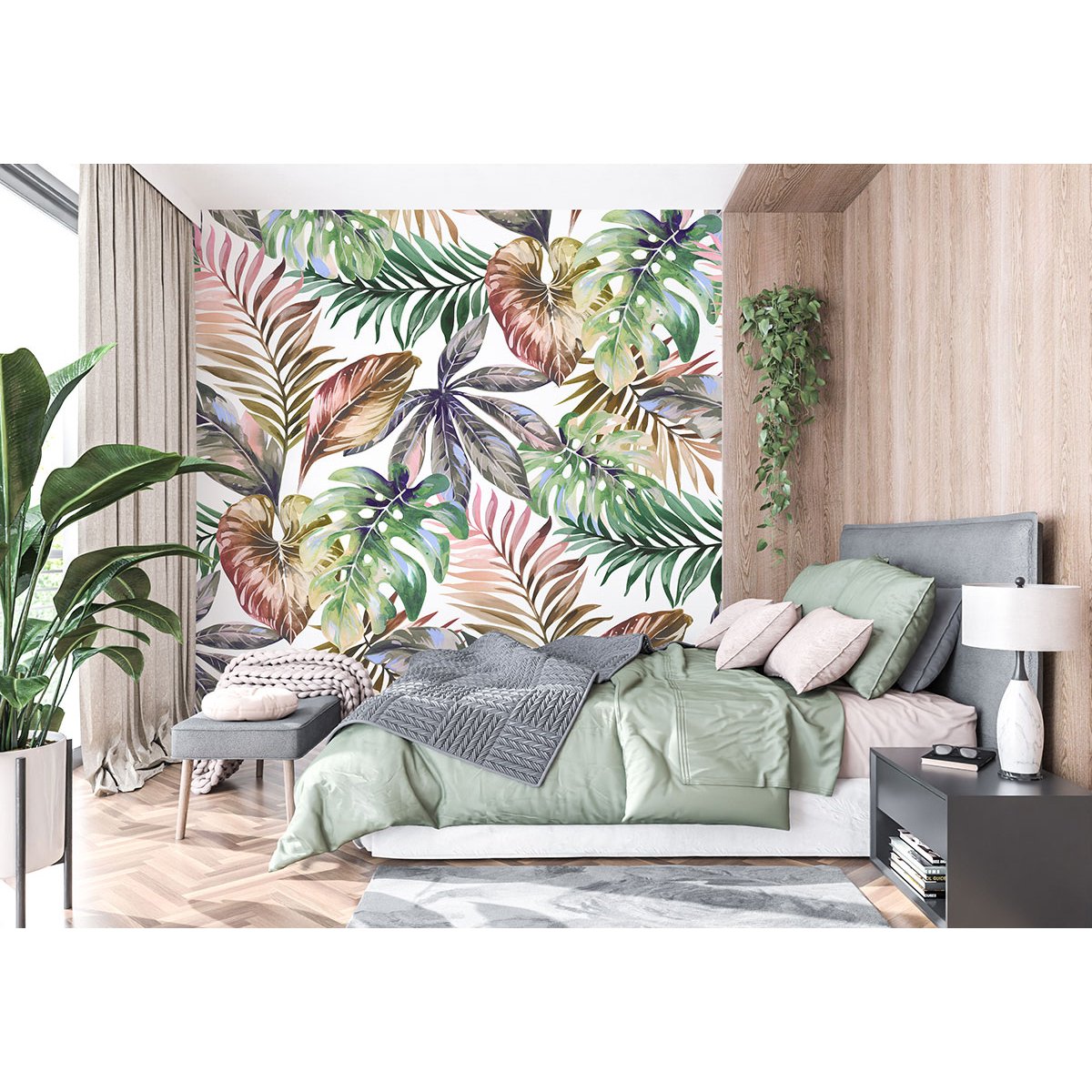 Papier peint panoramique - Feuilles tropicales
