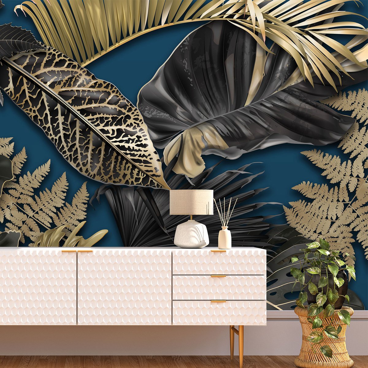 Papier peint panoramique - Feuilles tropicales