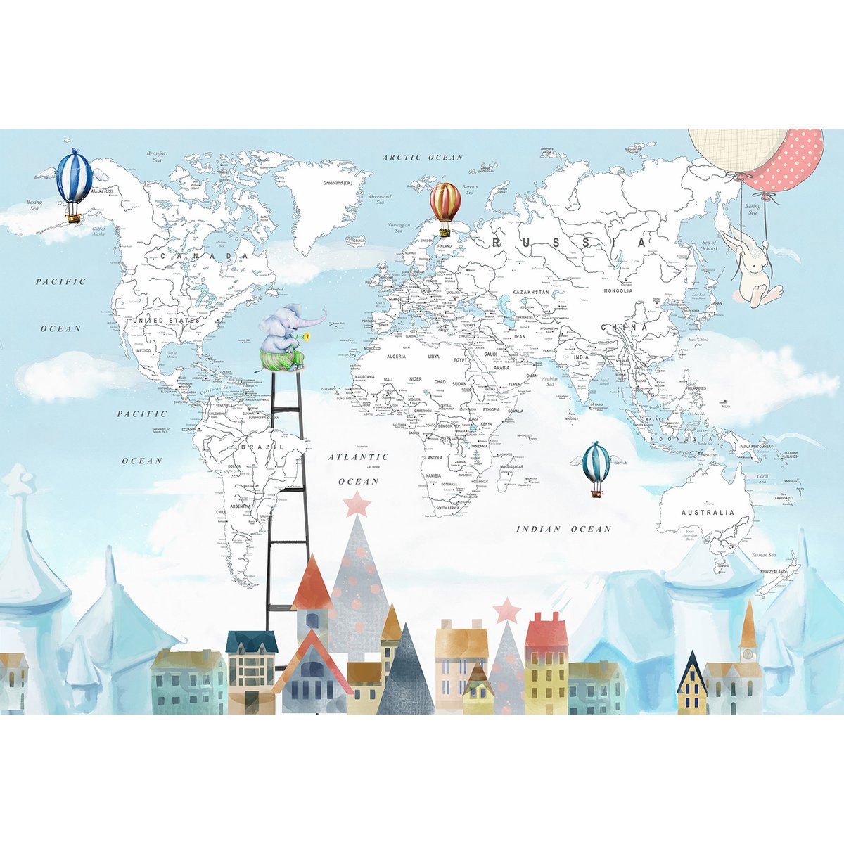 Papier peint panoramique Enfants - Carte du Monde