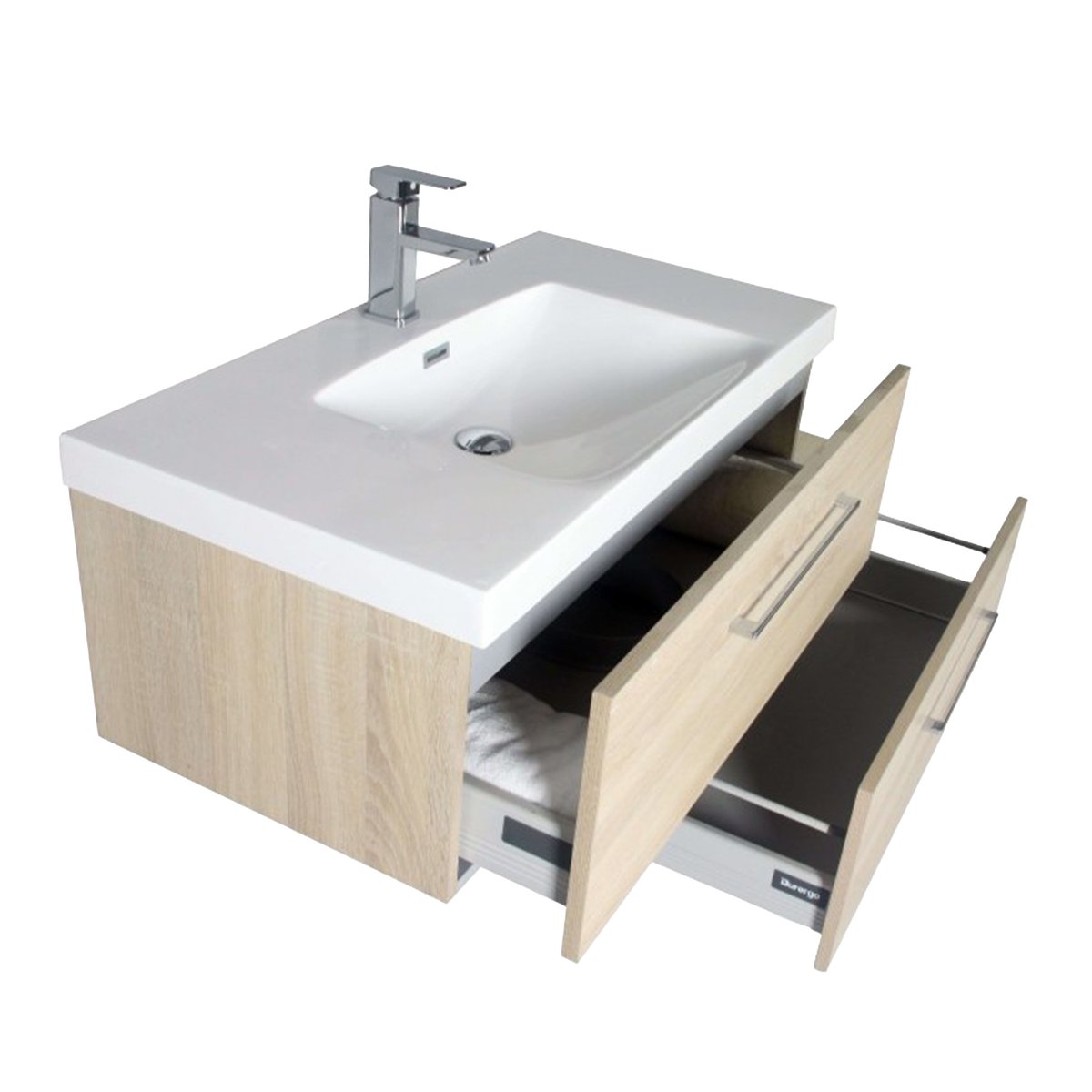 Meuble avec vasque 90 cm chêne californien naturel Aquazur