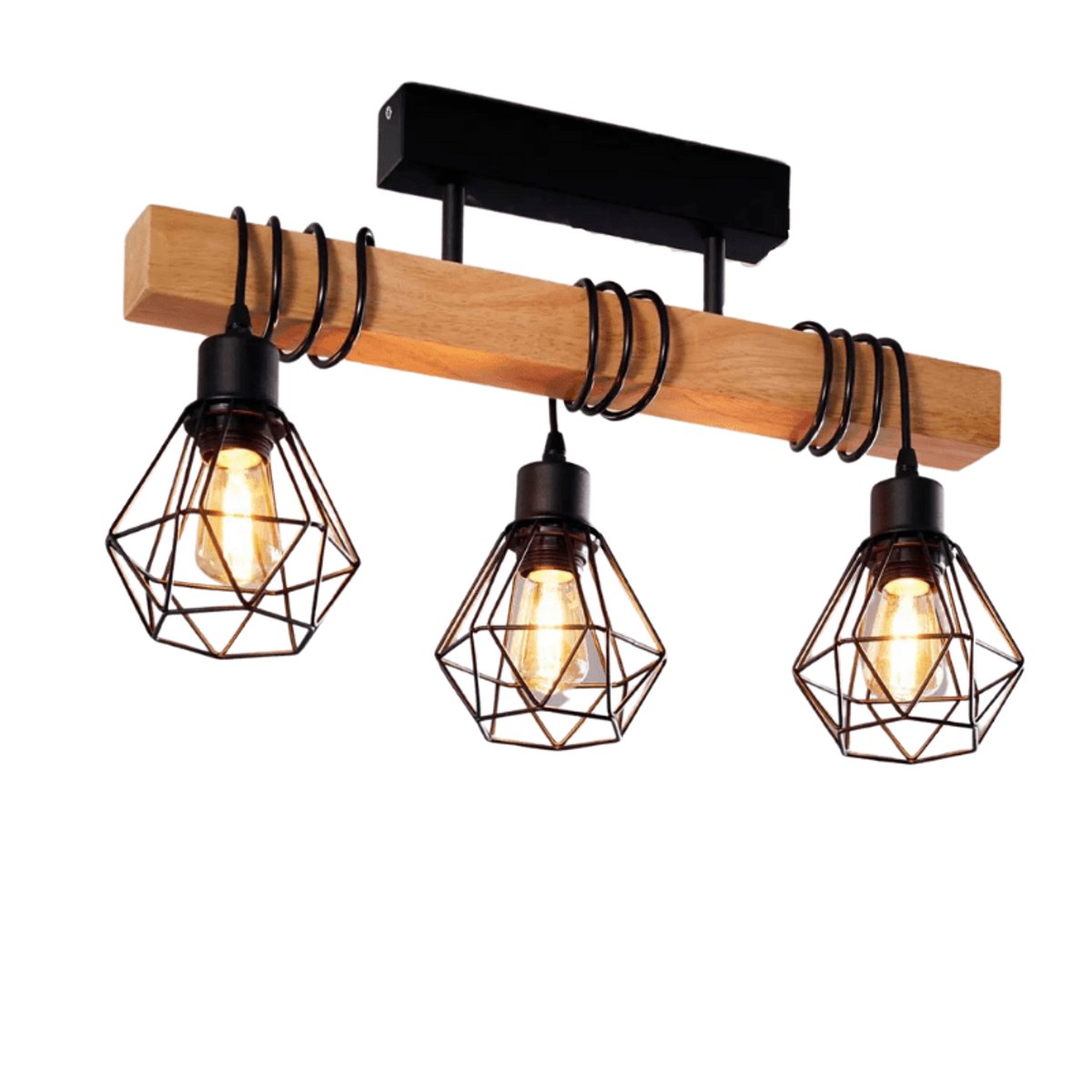 Suspension Industrielle Bois et Métal